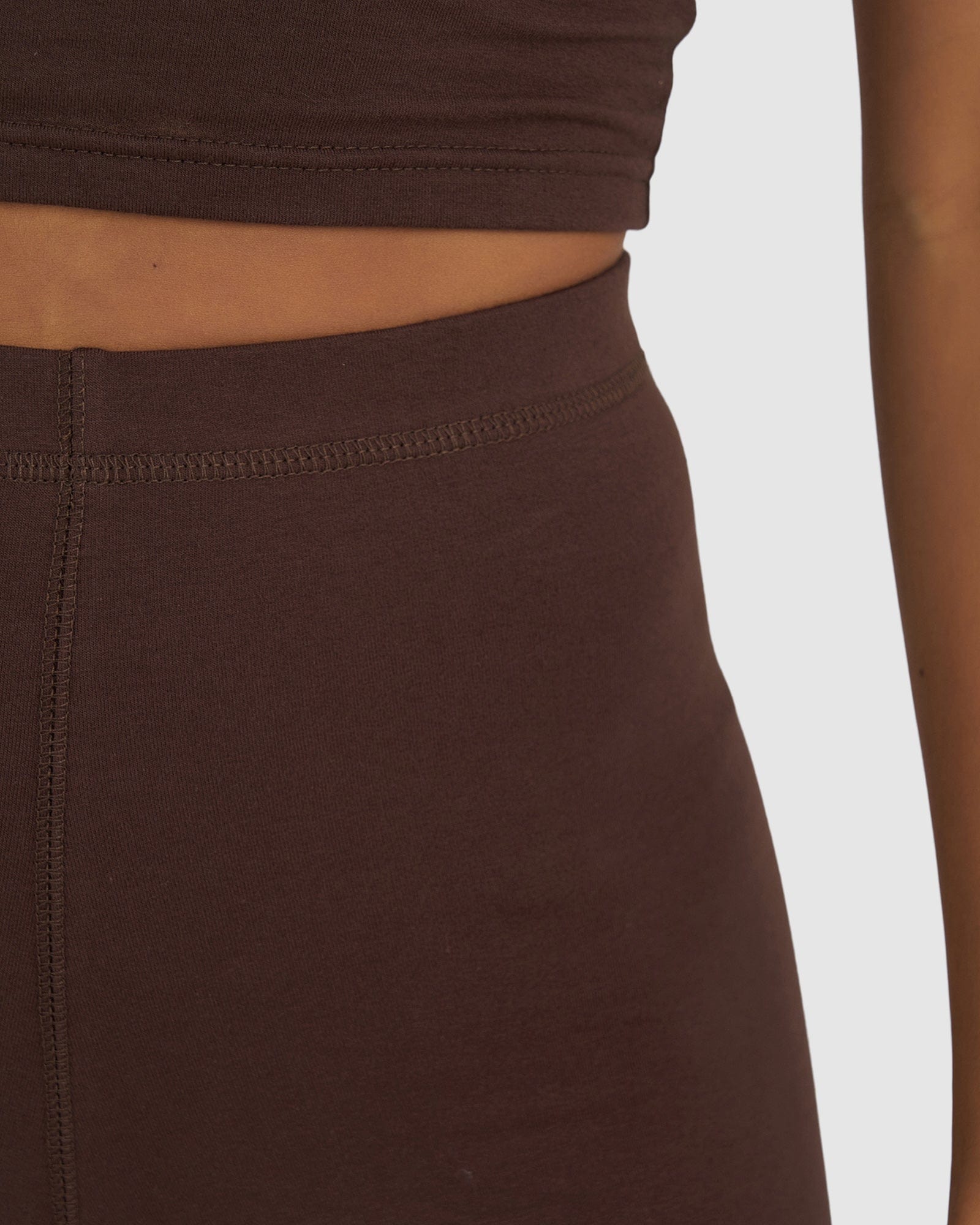 Model wearing Demi Bike Short - Walnut