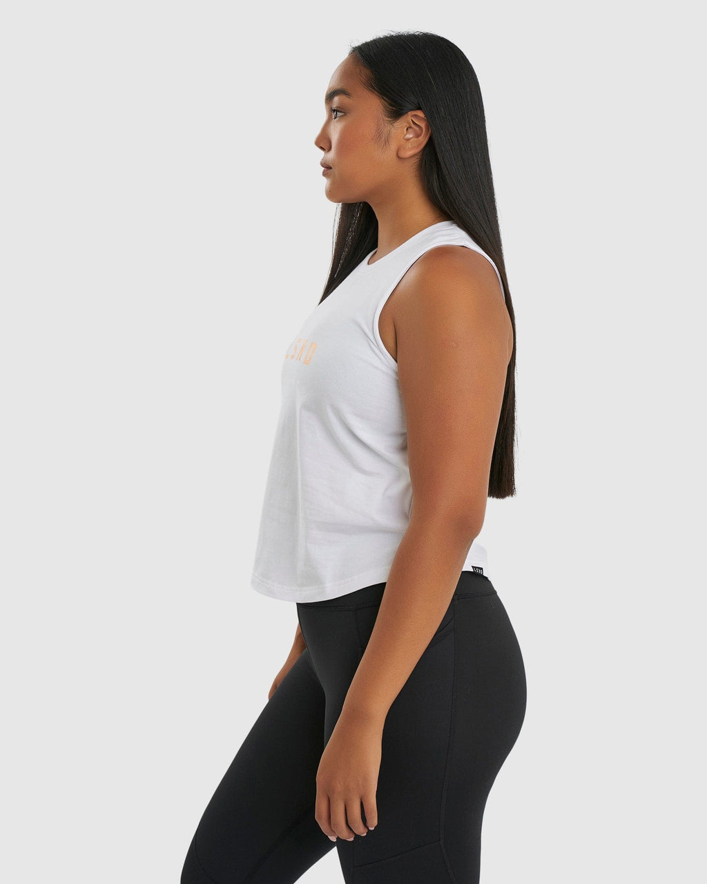 Model wearing Rep Tank - White-Sherbet