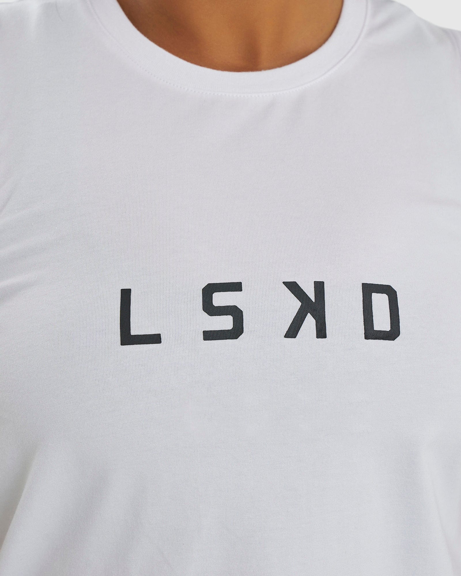 Model wearing Rep Tank - White-Black