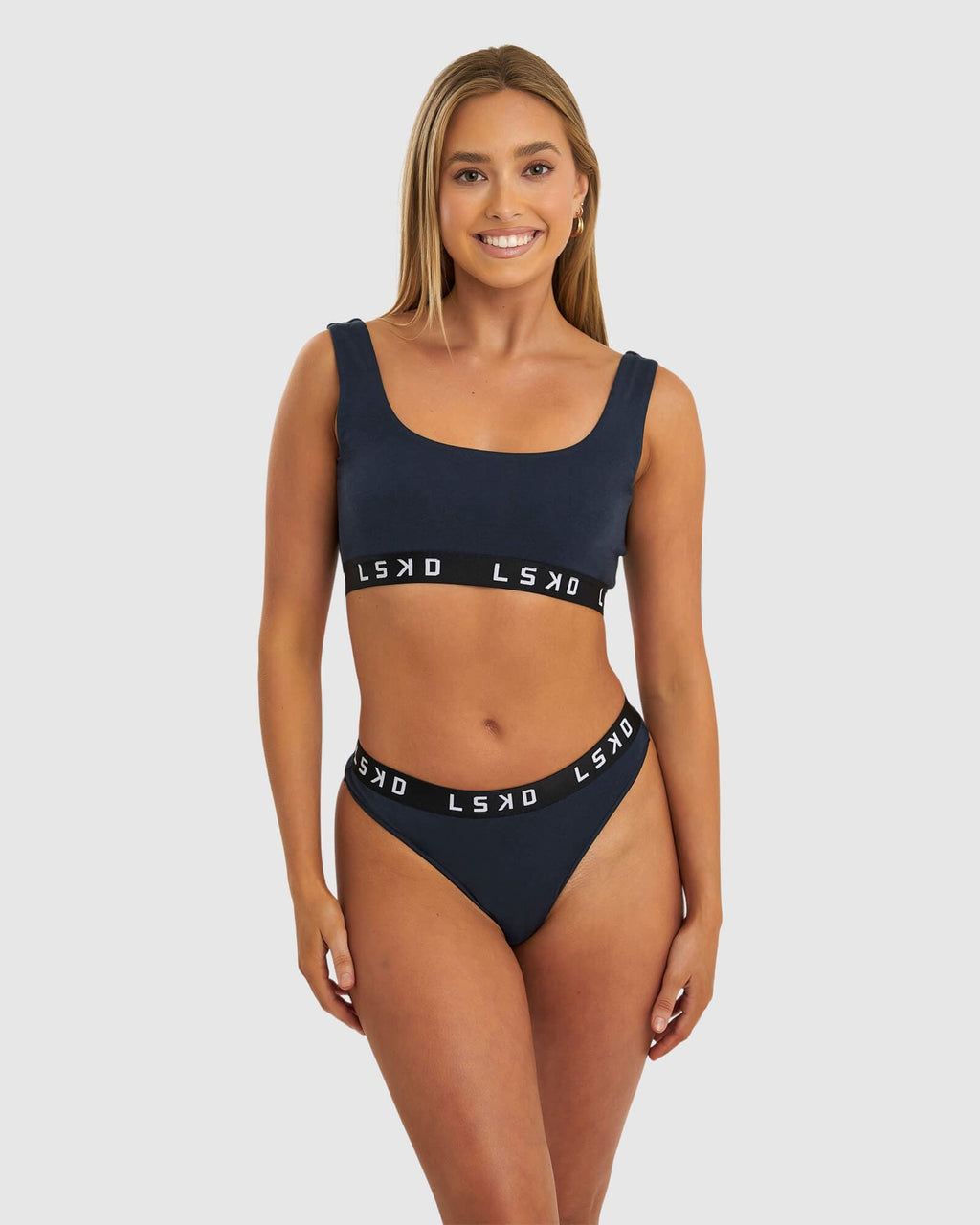 Model wearing Gigi Lounge Bra - Carbon