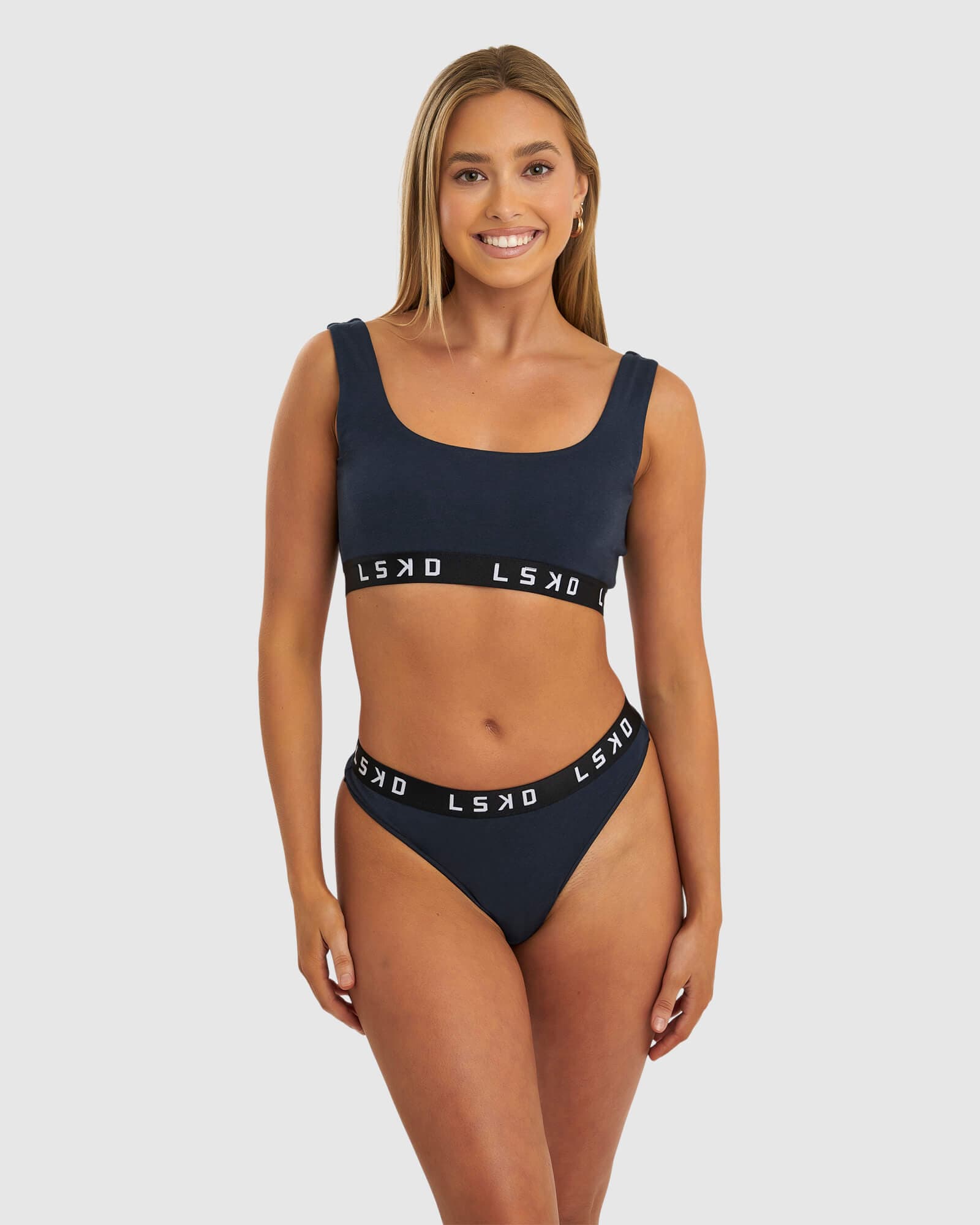 Model wearing Gigi Lounge Bra - Carbon