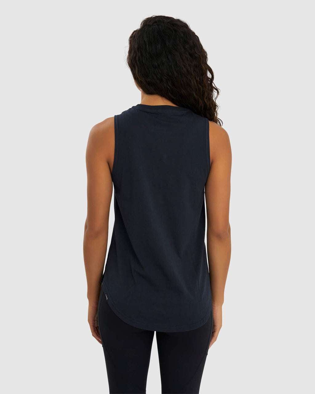 Model wearing Luna Tank - Carbon-White