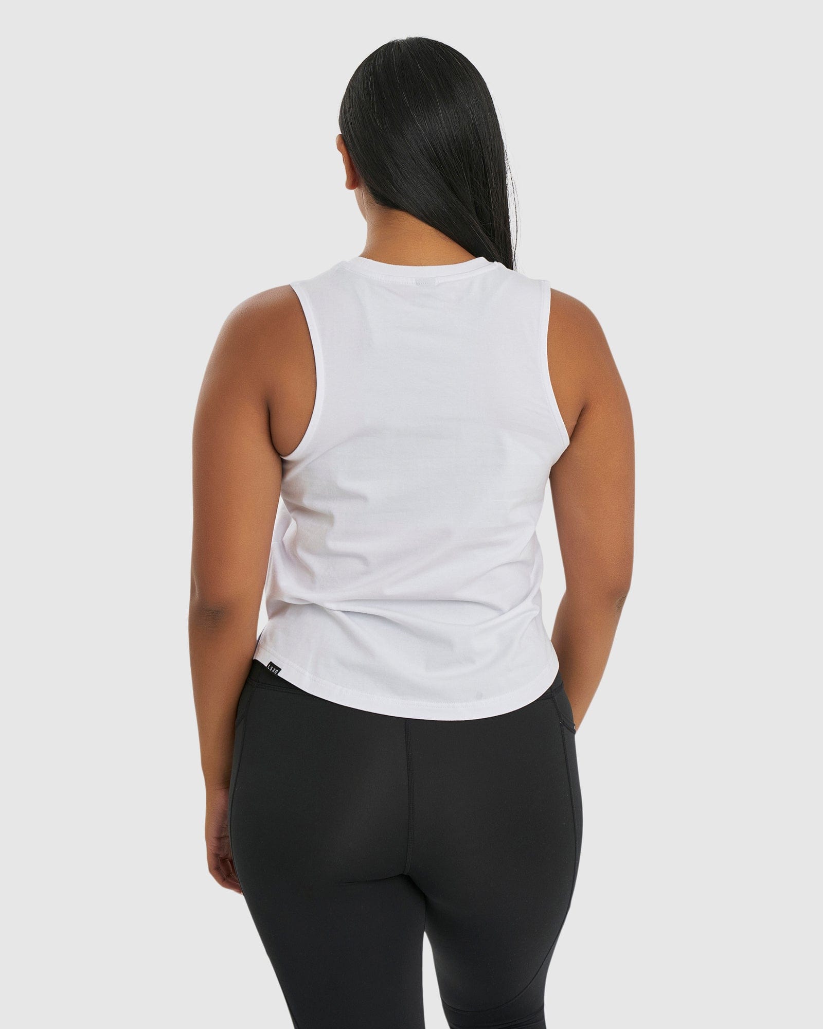 Model wearing Rep Tank - White-Pastel Lilac