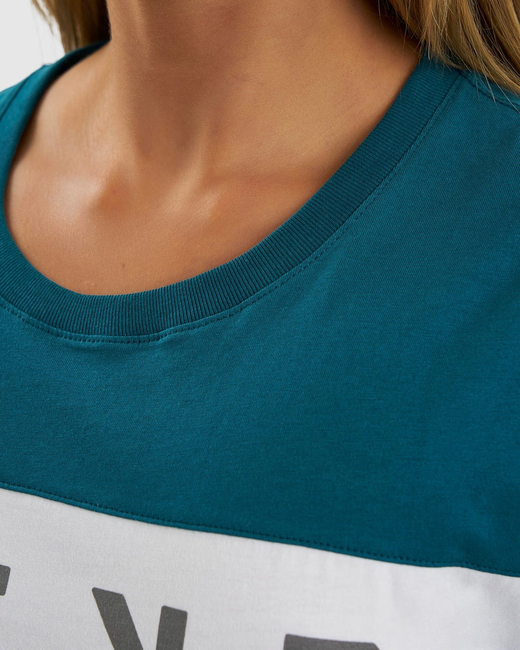 Model wearing Dough Tee Dress - Blue Coral-Shade-White