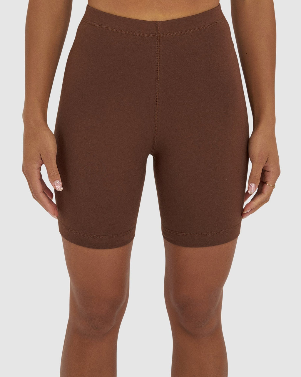 Model wearing Demi Bike Short - Hazelnut