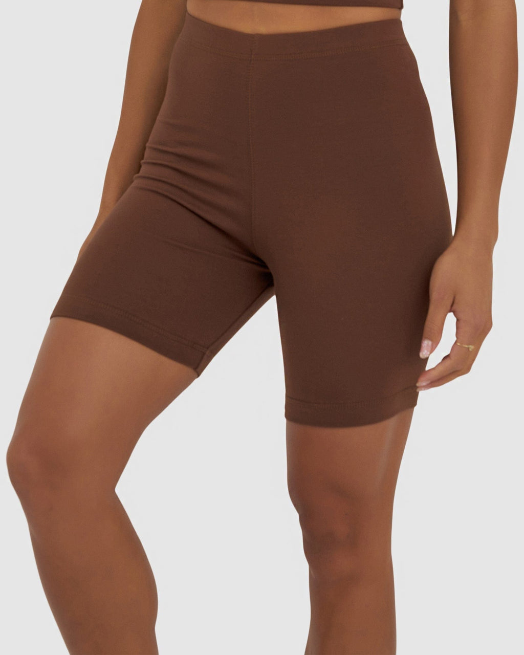 Model wearing Demi Bike Short - Hazelnut