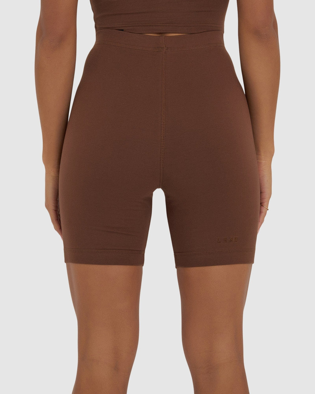 Model wearing Demi Bike Short - Hazelnut