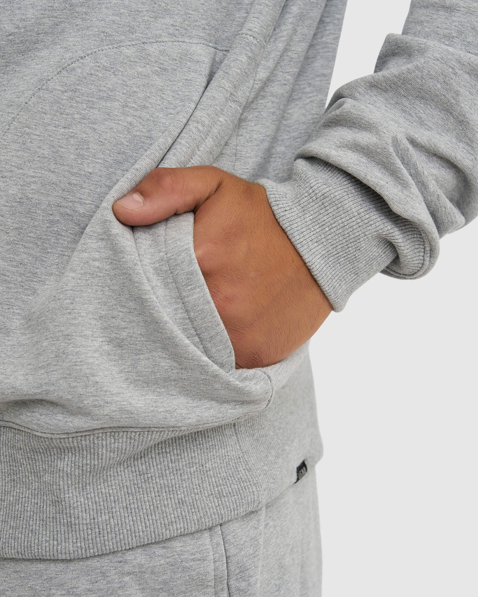 Model wearing Unisex Routine Sweater - Lt Grey Marl