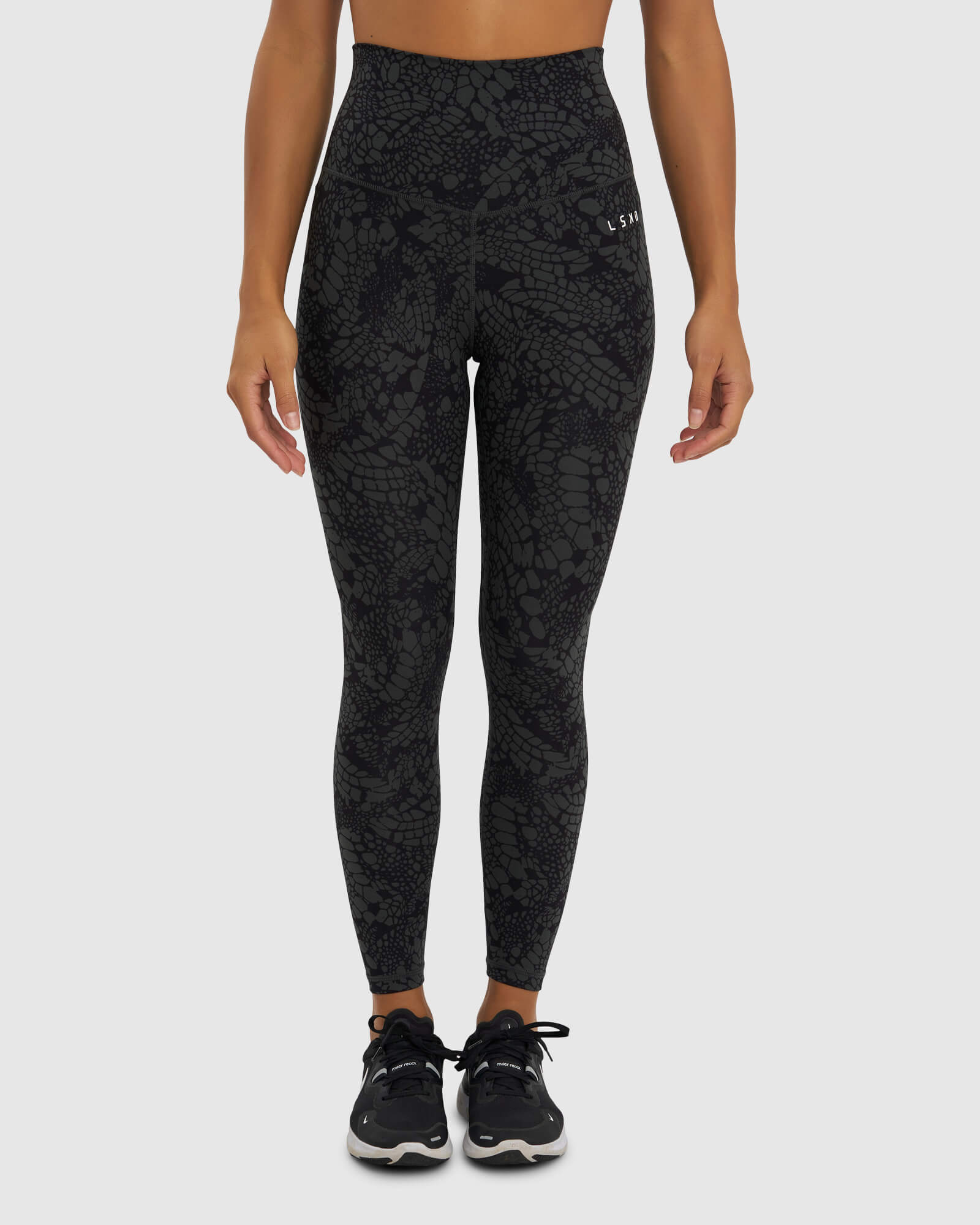 Model wearing Base Full Length Tight - Black Mamba