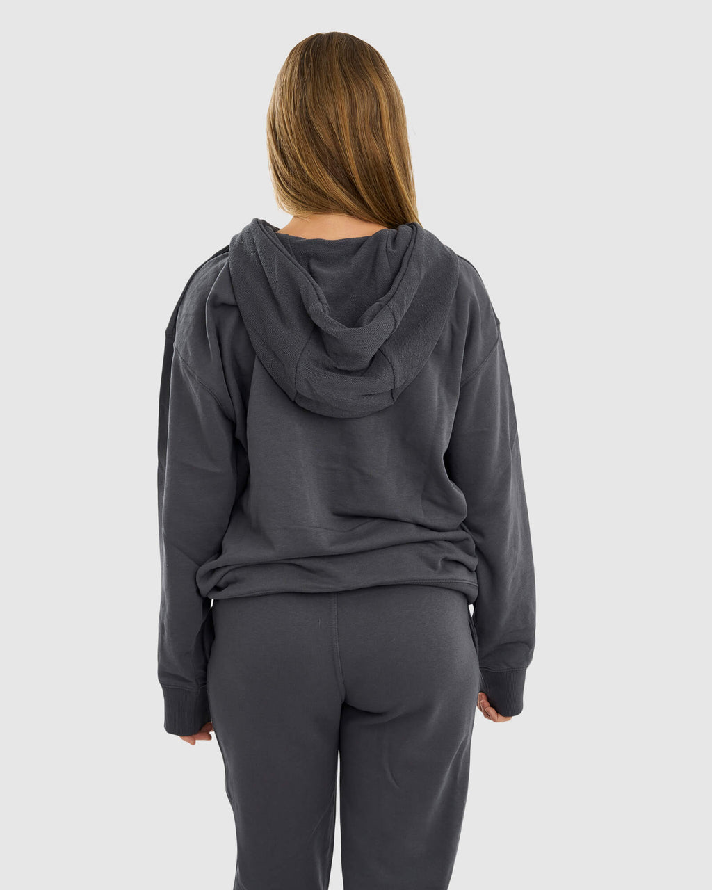Model wearing Unisex Locker Room Hoodie Oversize - Iron