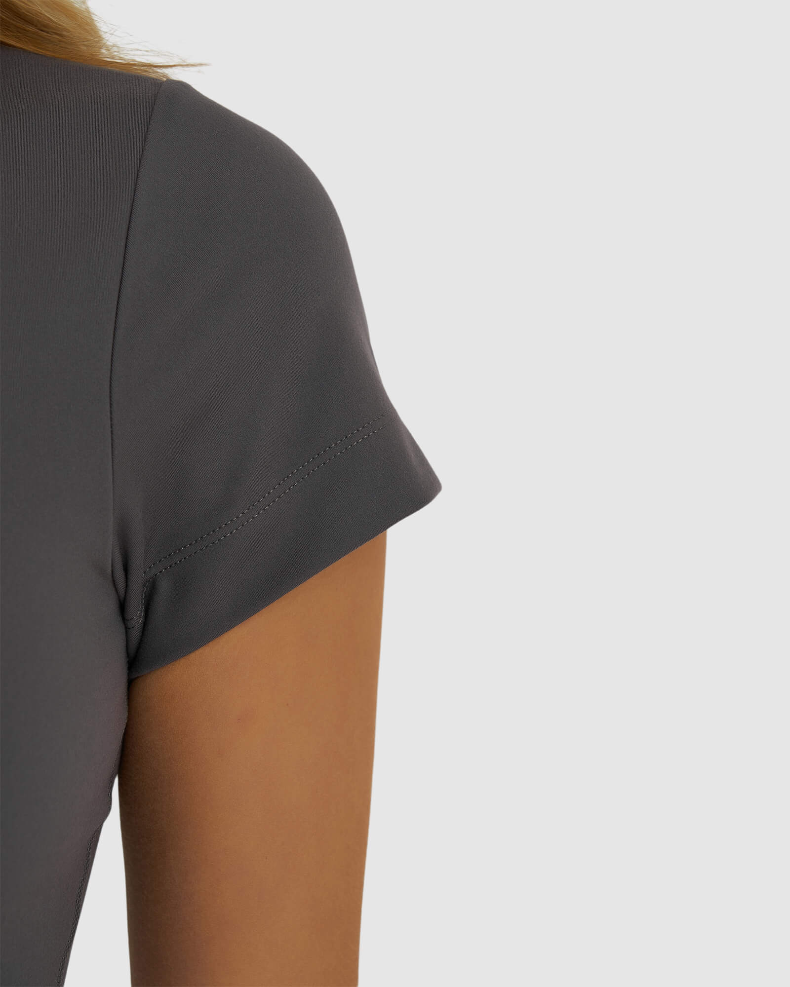 Model wearing Base Crop Tee - Shadow