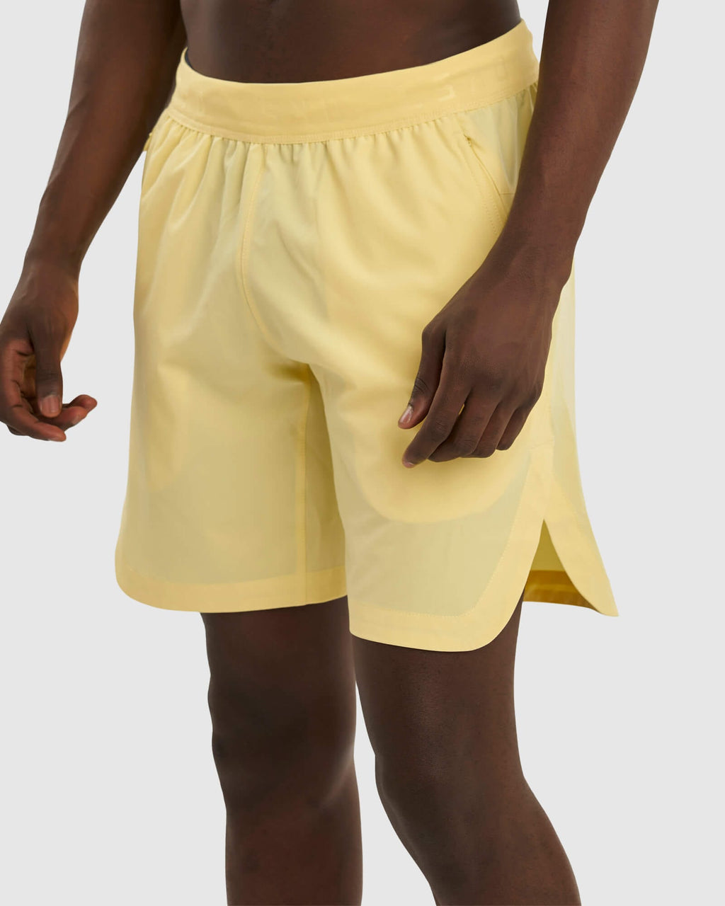 Model wearing Competition 8" Performance Short - Banana Smoothie