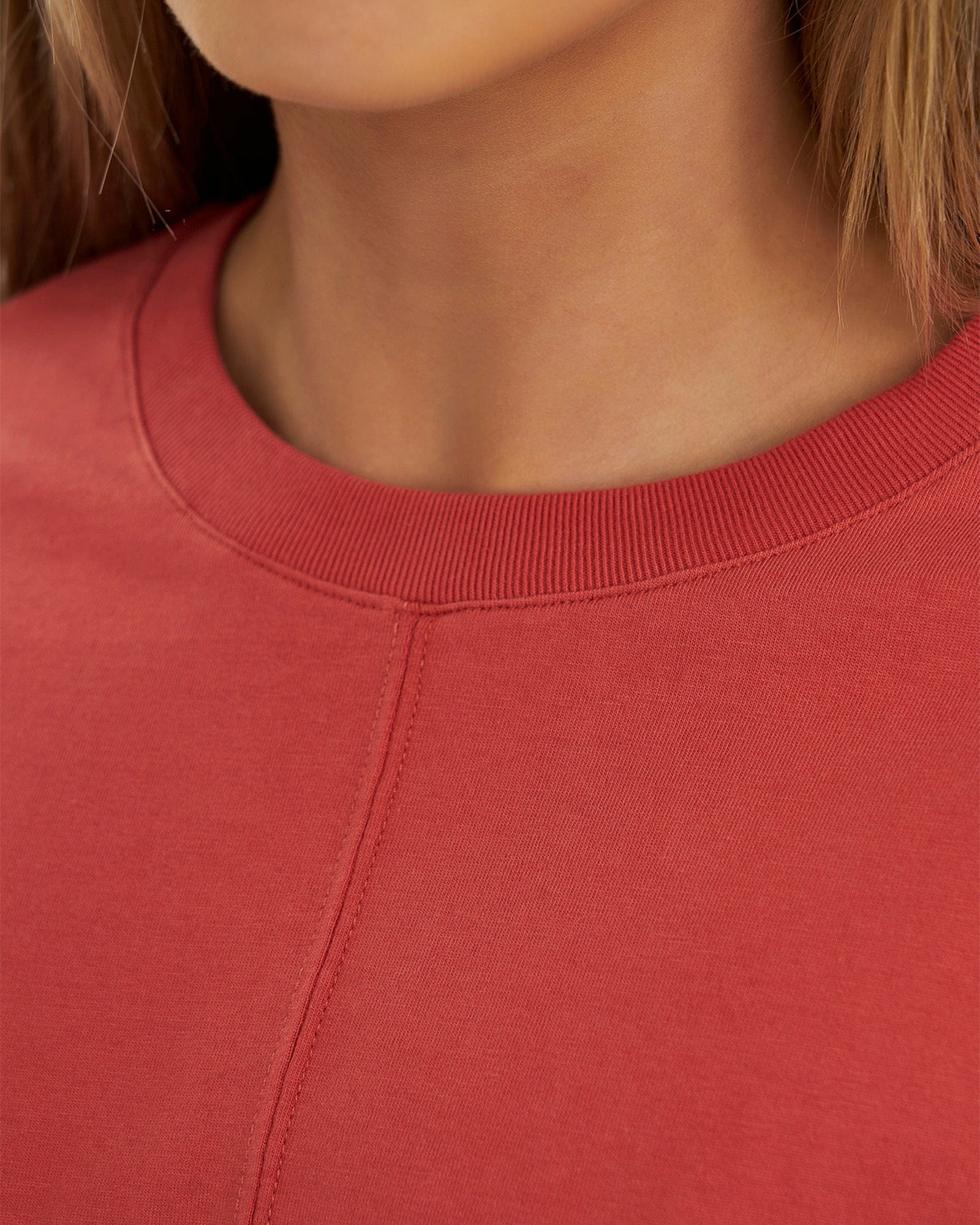 Model wearing Bella Tee - Hot Tamale