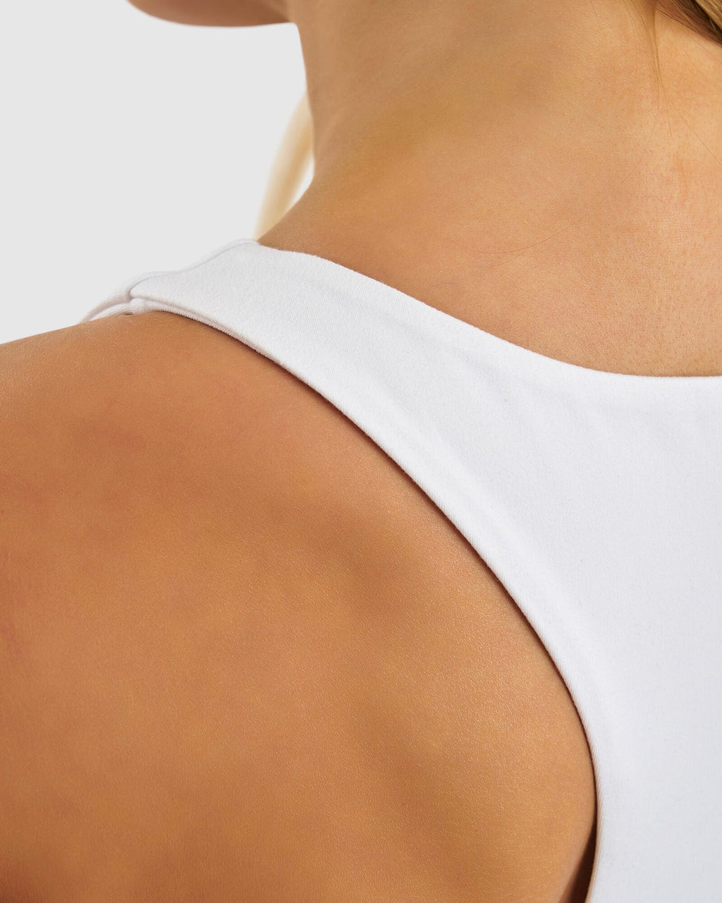 Model wearing Marker Sports Bra - White