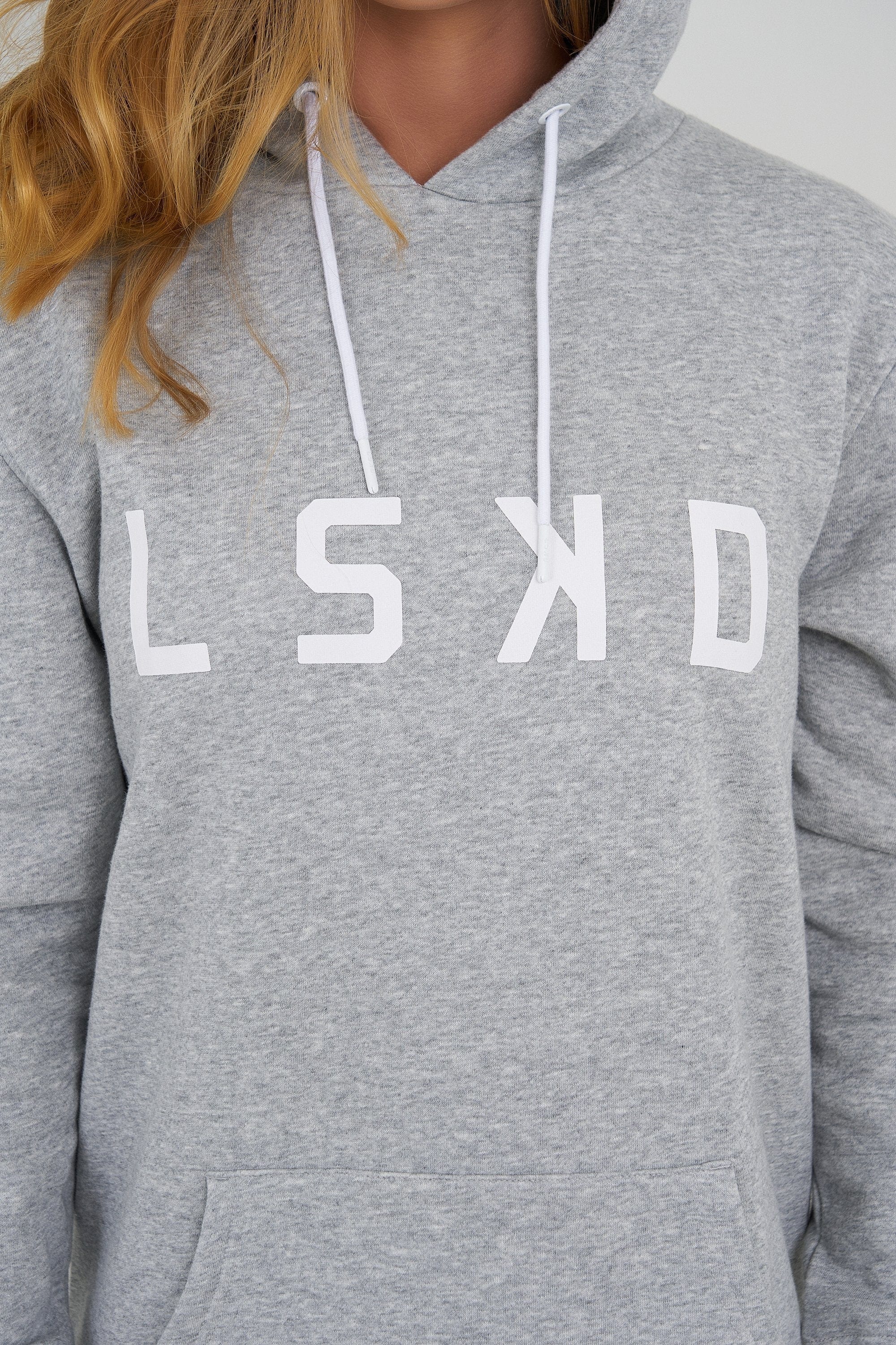 Model wearing Impression Pullover Dress - Lt Grey Marl