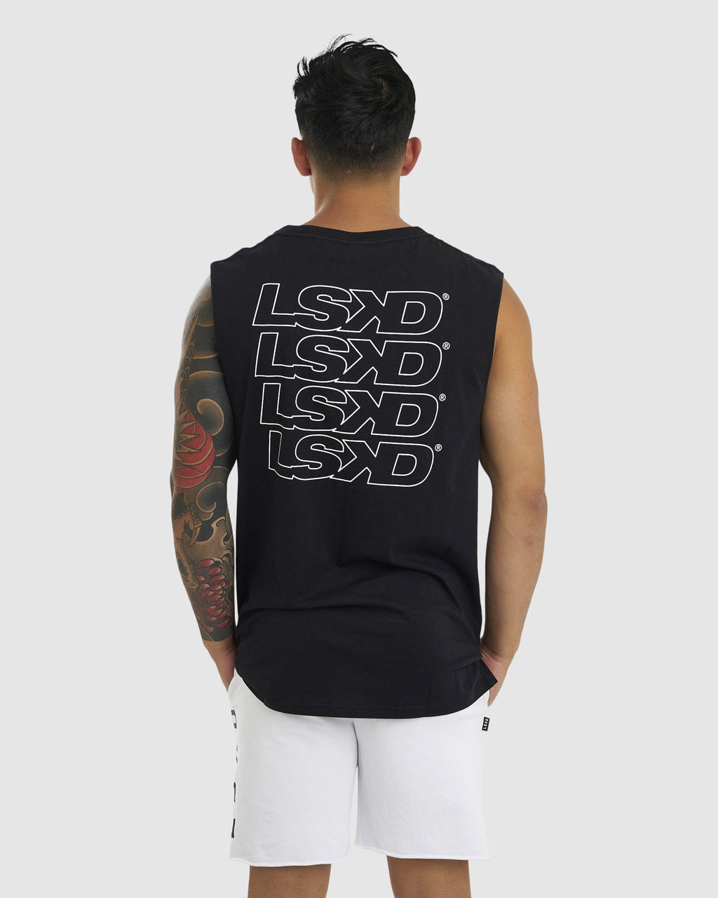 Model wearing Attack Tank - Black