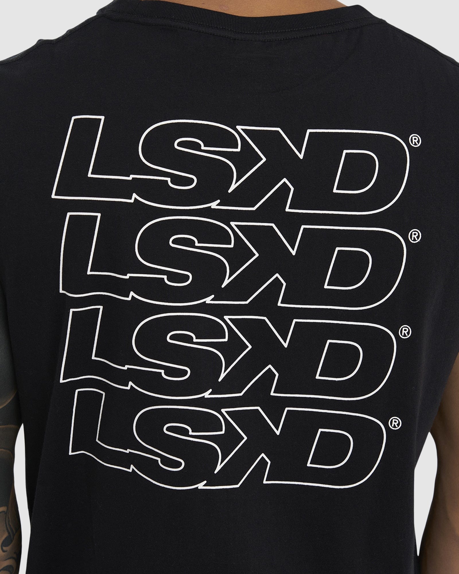 Model wearing Attack Tank - Black