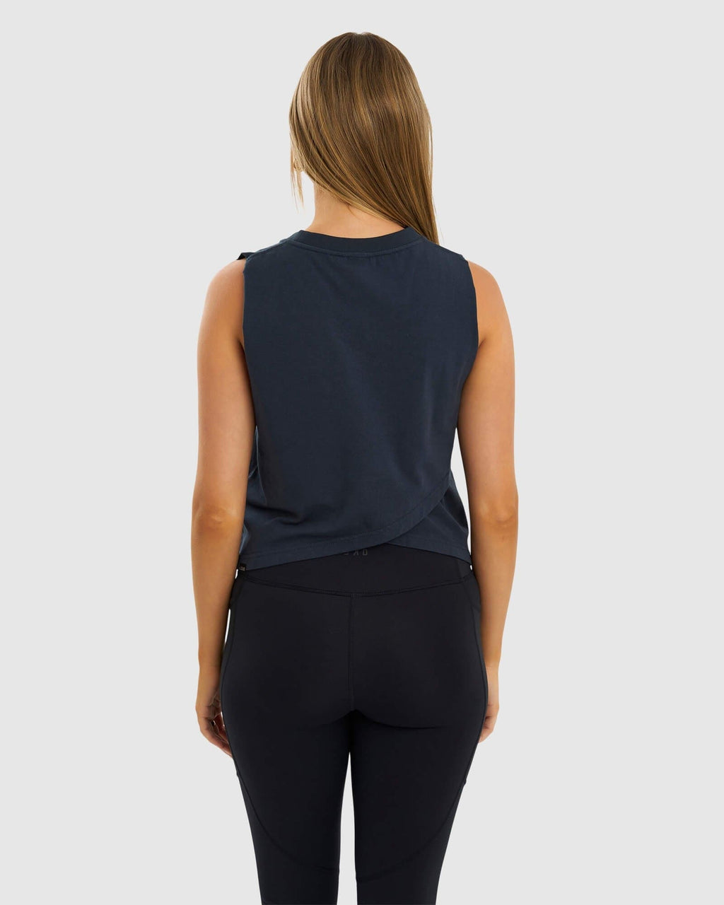 Model wearing Crossover Tank - Carbon
