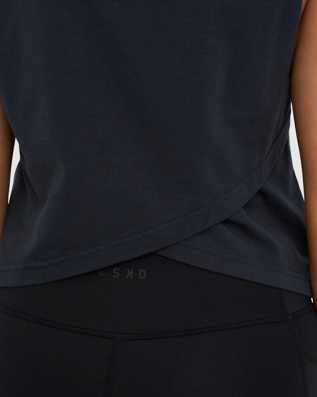 Model wearing Crossover Tank - Carbon