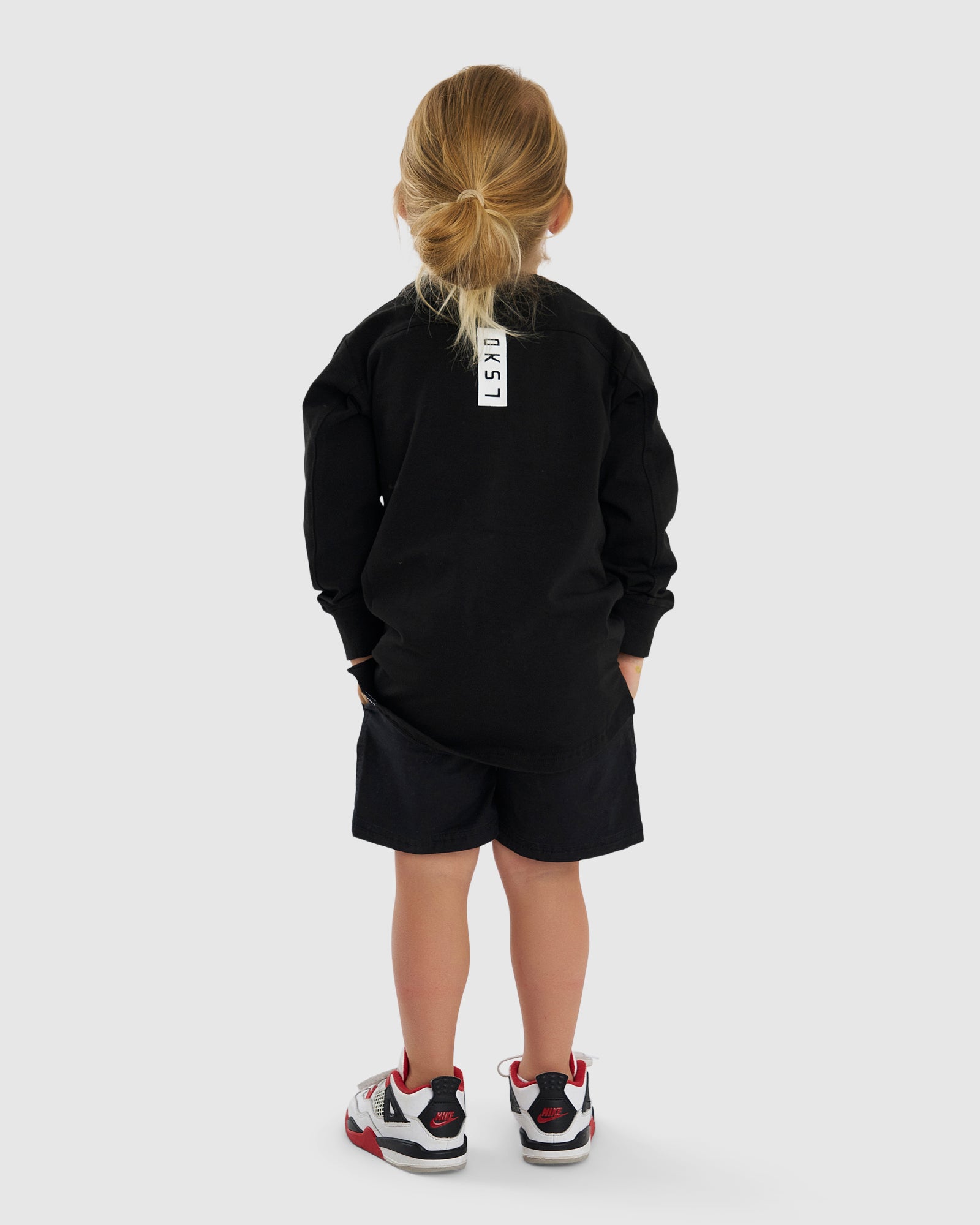 Model wearing Tab LS Tee (00-8) - Black