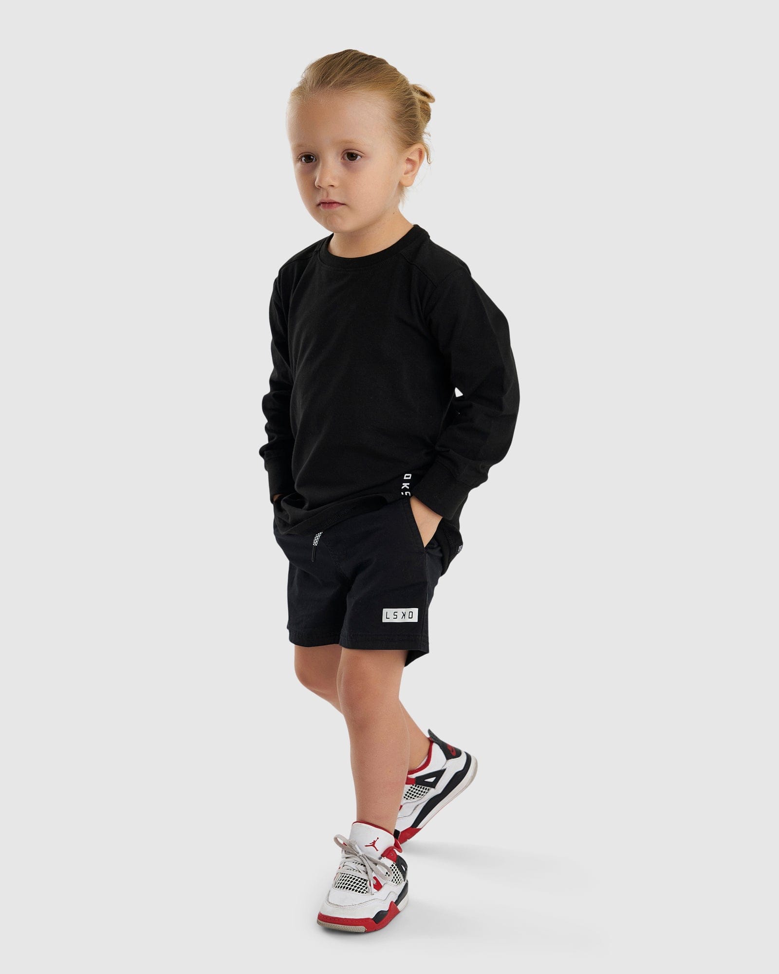 Model wearing Tab LS Tee (00-8) - Black