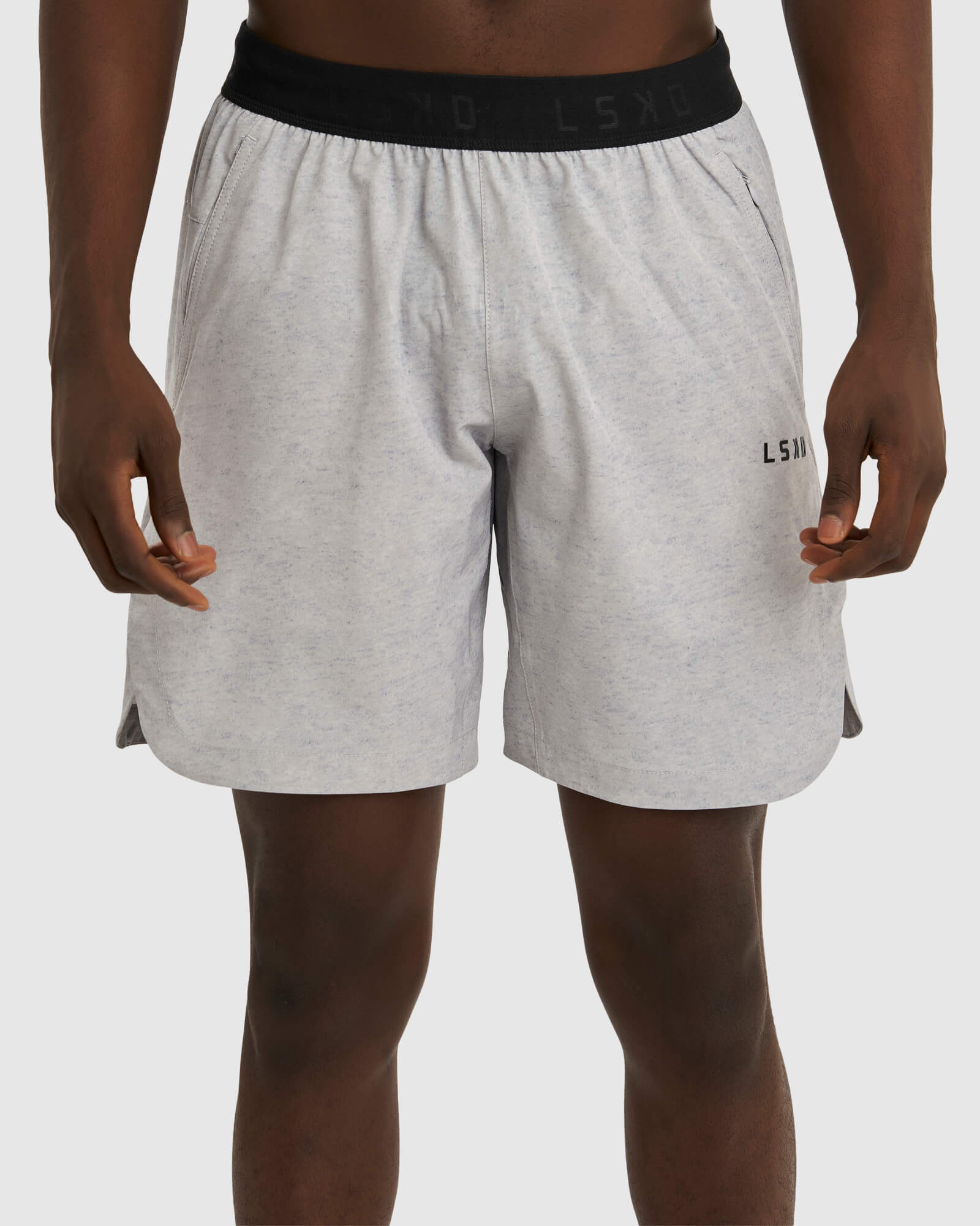 Model wearing Competition 8" Performance Short - Light Grey Marl