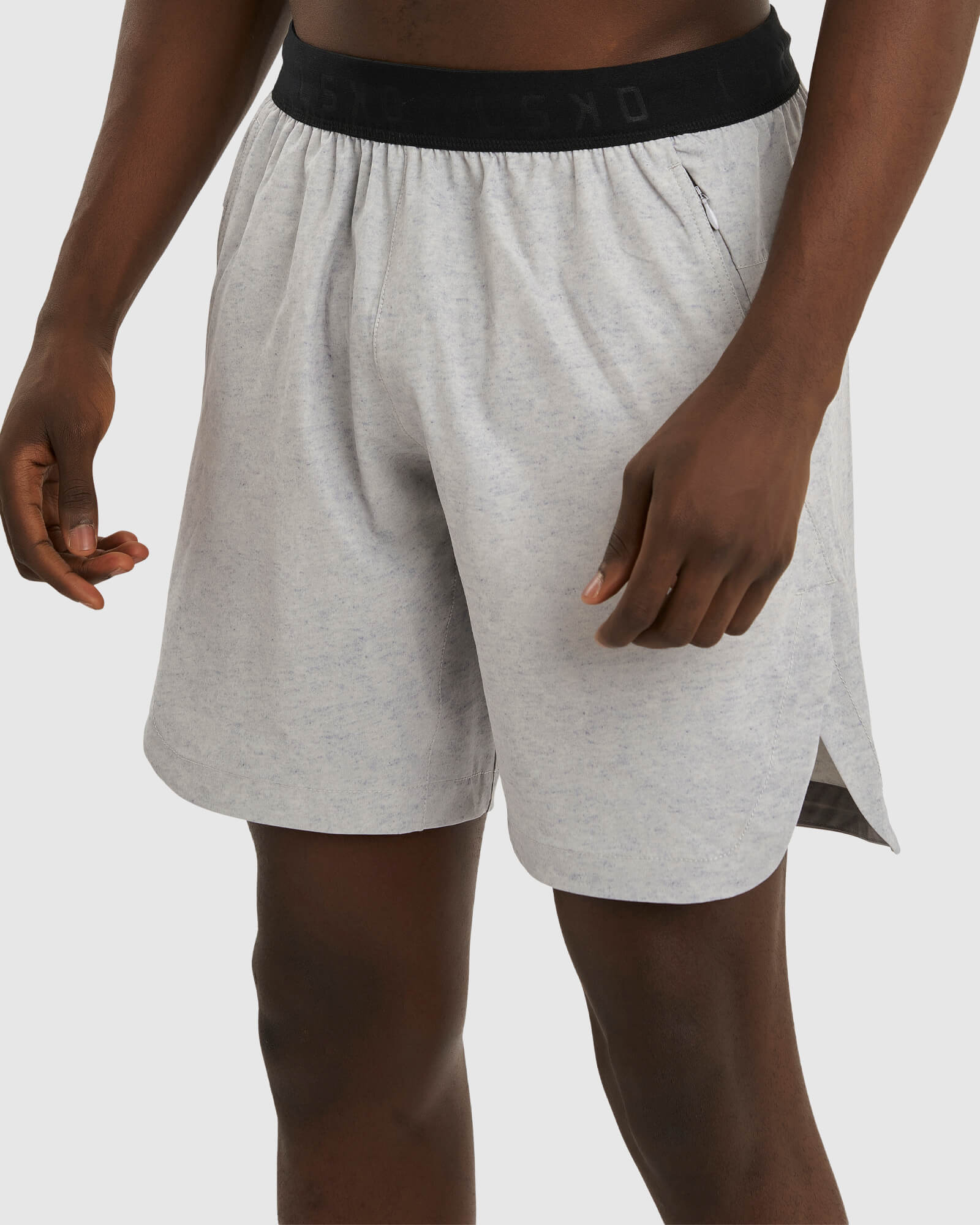 Model wearing Competition 8" Performance Short - Light Grey Marl