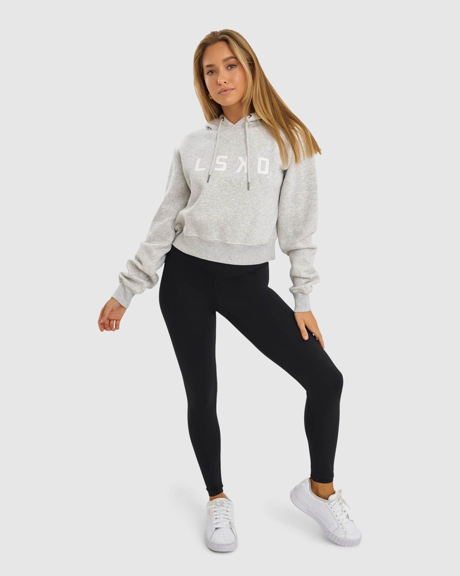 Model wearing Structure Hoodie - Lt Grey Marl