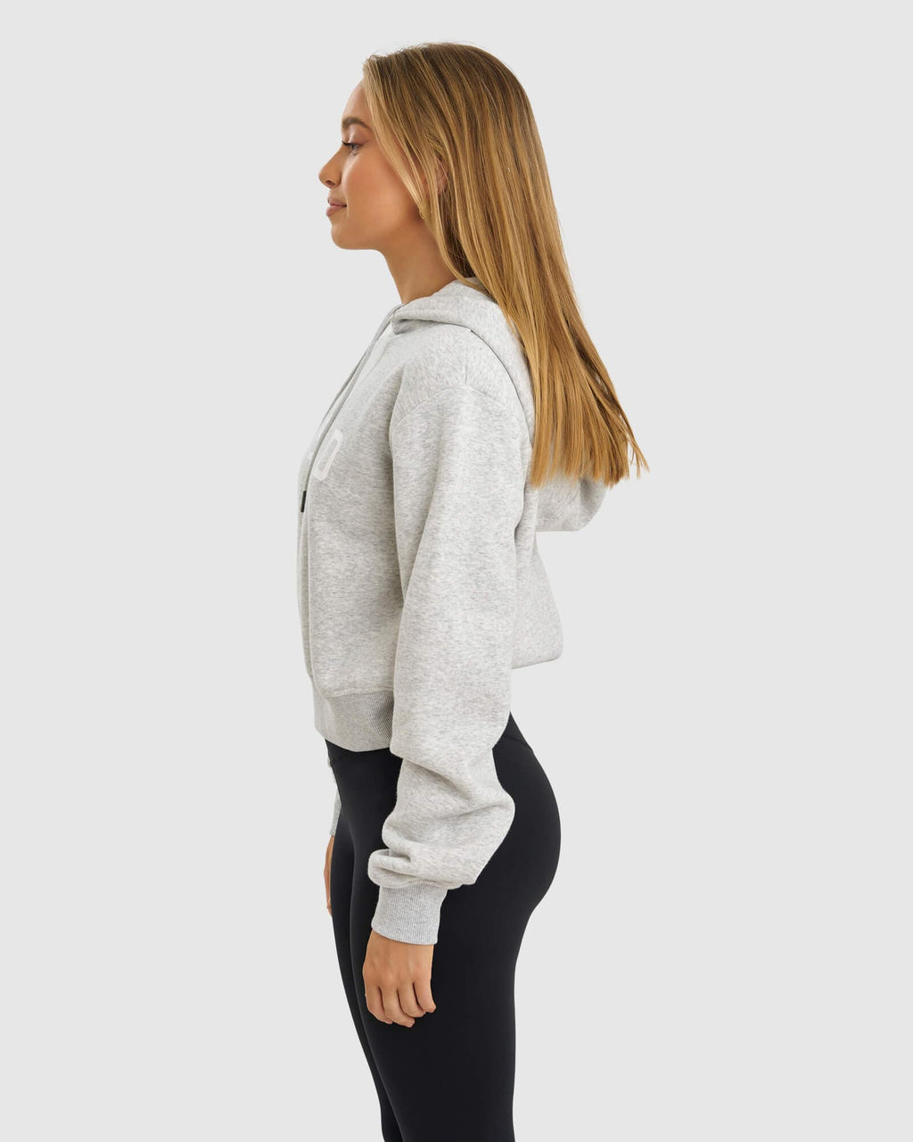 Model wearing Structure Hoodie - Lt Grey Marl