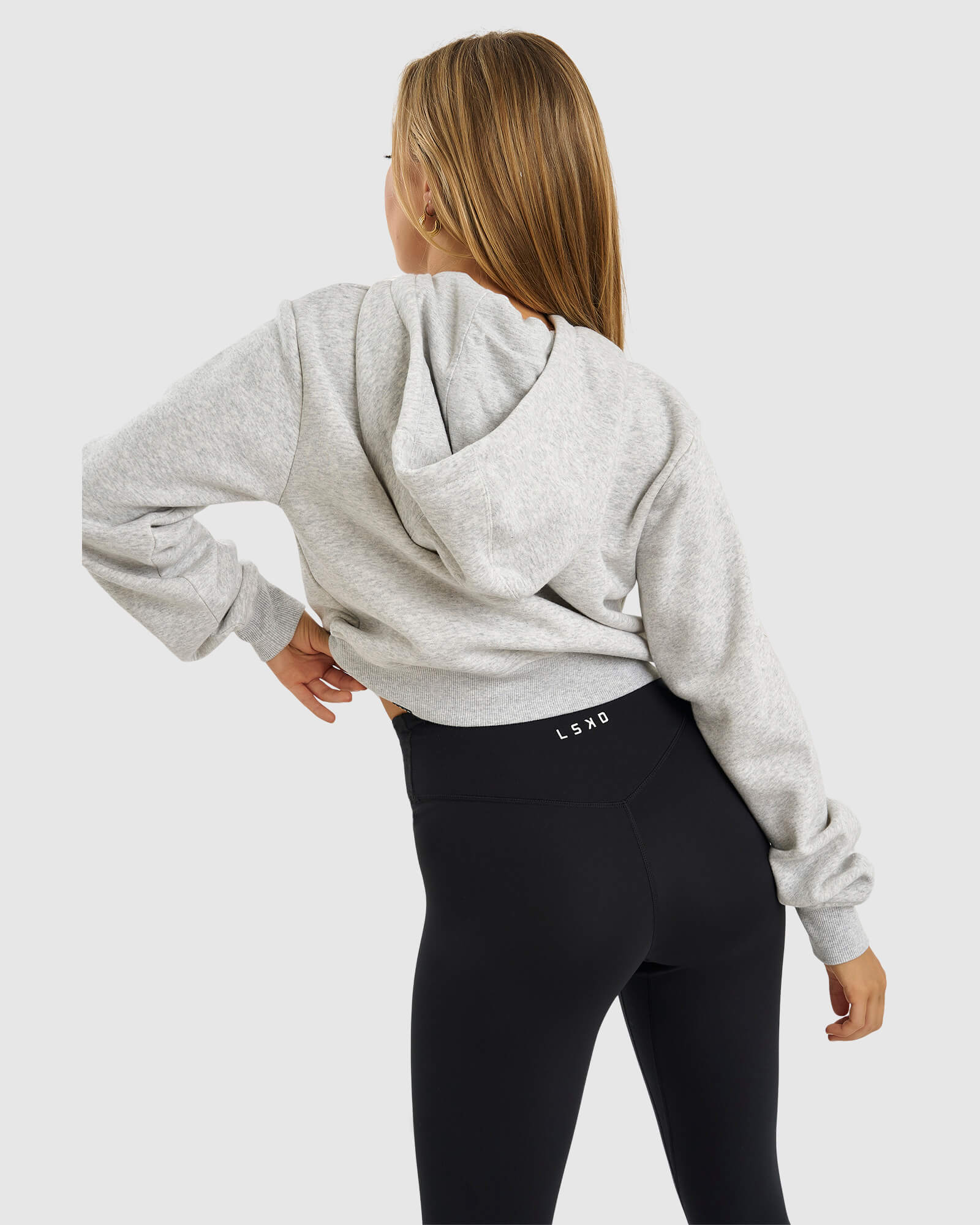 Model wearing Structure Hoodie - Lt Grey Marl