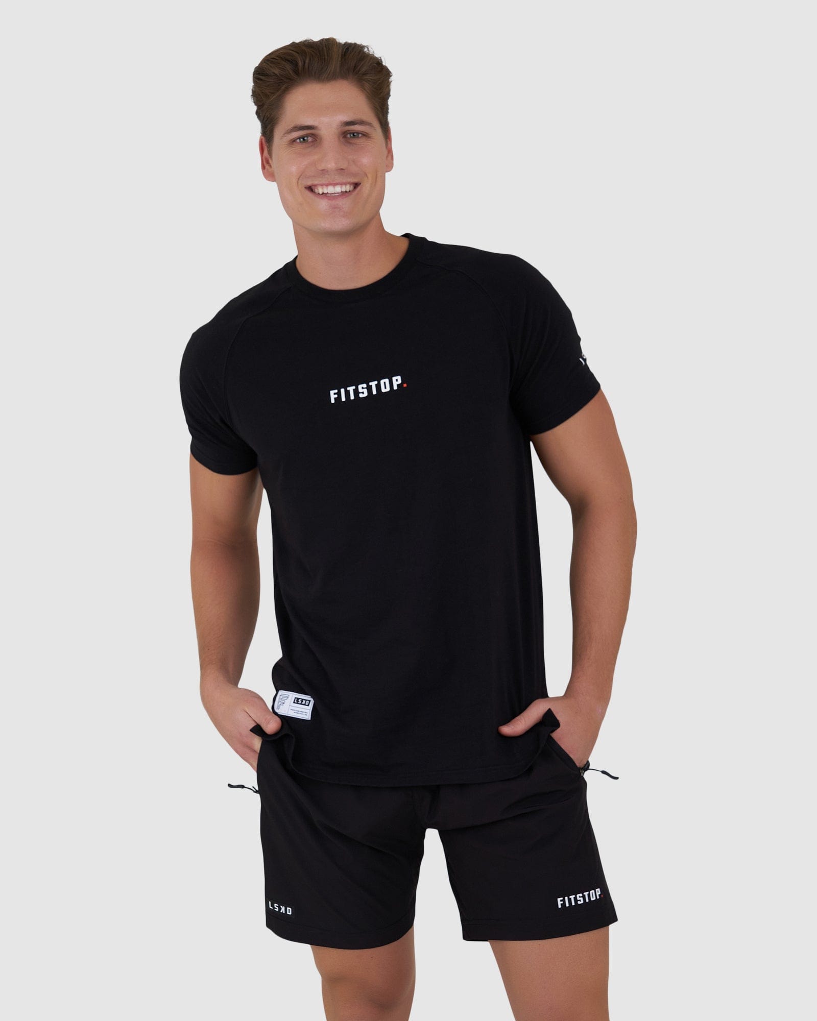 Model wearing Fitstop Optimal Tee - Black