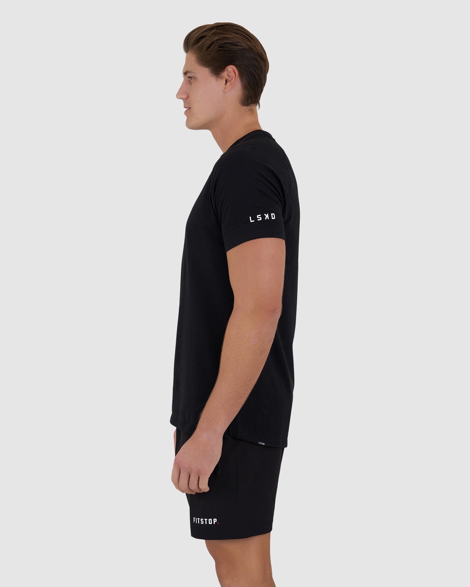 Model wearing Fitstop Optimal Tee - Black