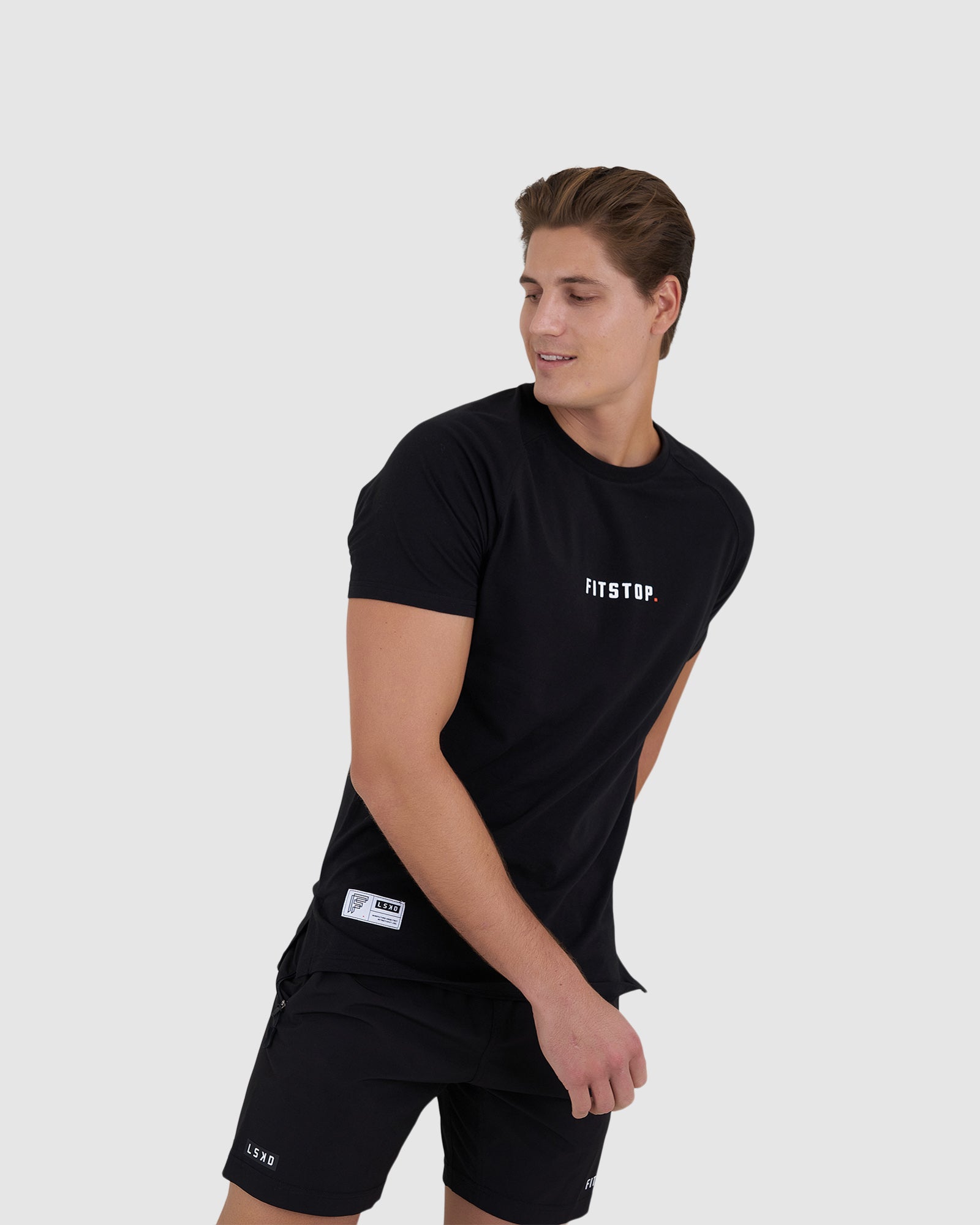 Model wearing Fitstop Optimal Tee - Black