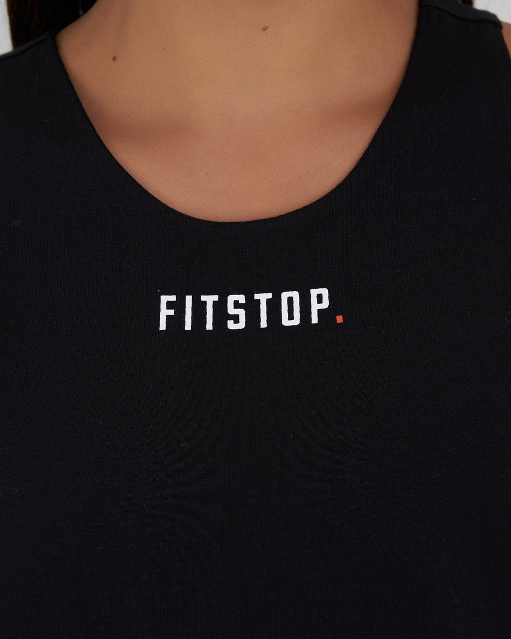 Model wearing Fitstop Warm Up Tank - Black