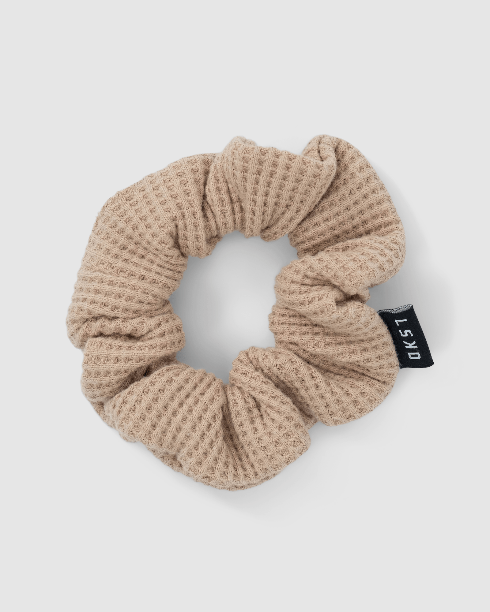 Model wearing Waffle Scrunchie - Almond