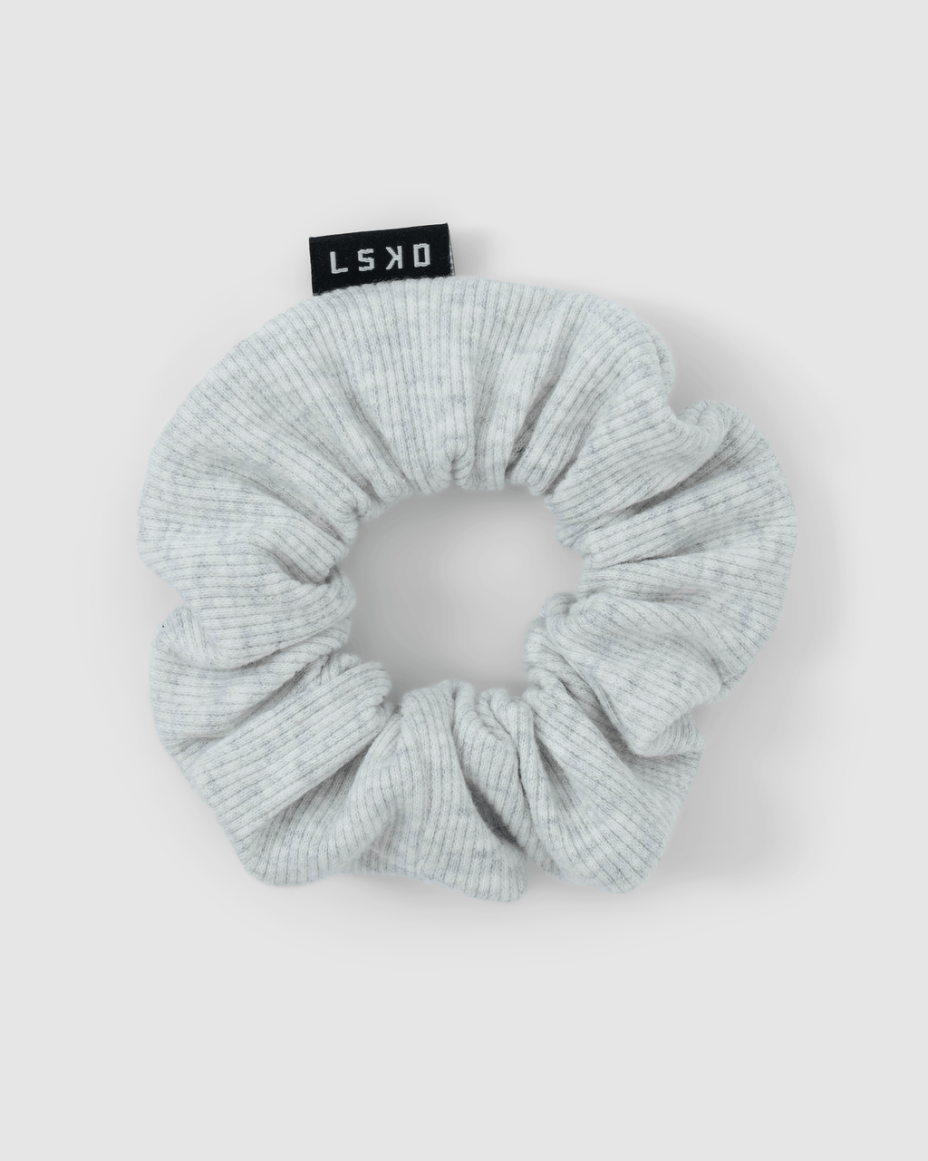 Model wearing Rib Scrunchie - Light Grey Marl