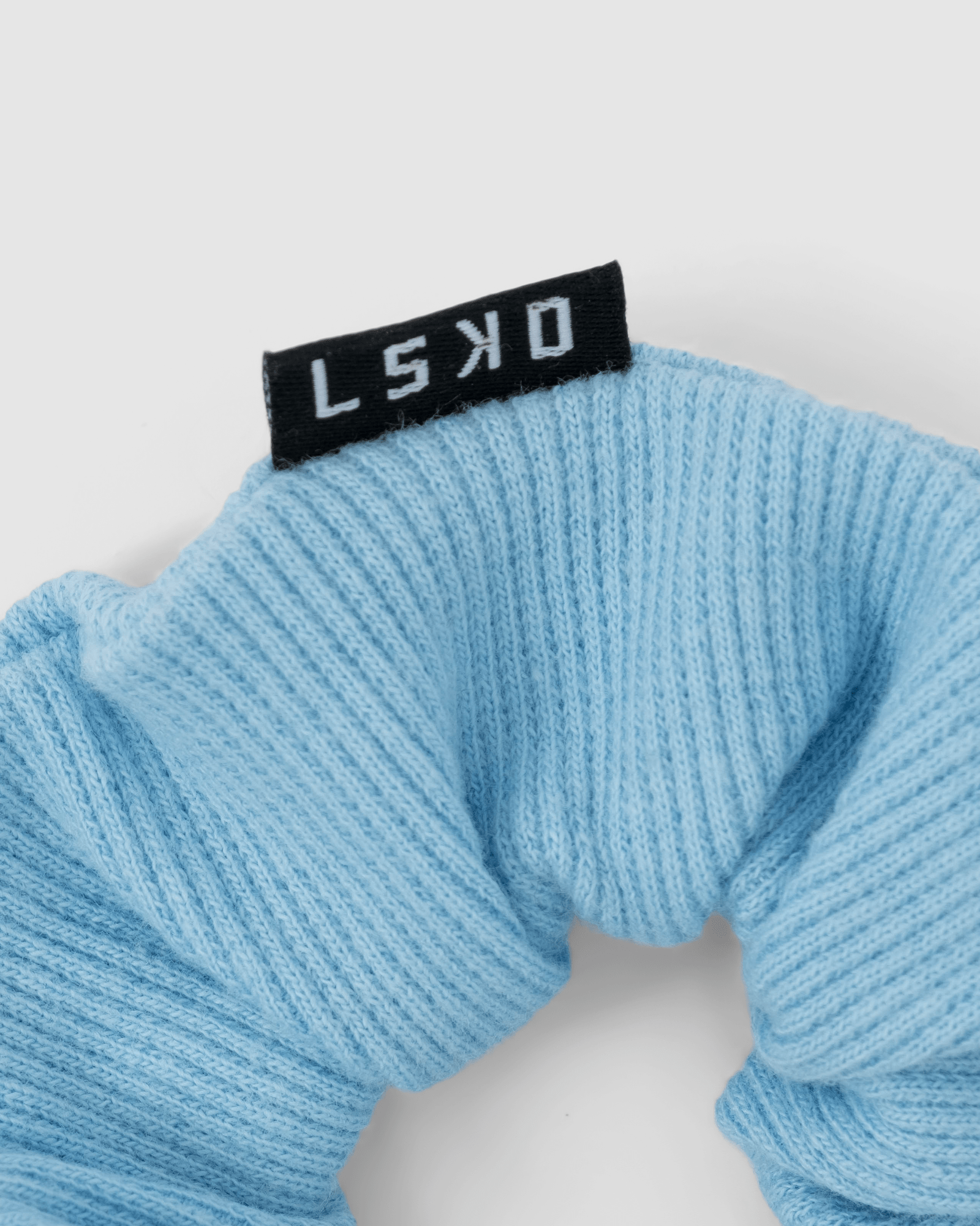 Model wearing Rib Scrunchie - Light Blue