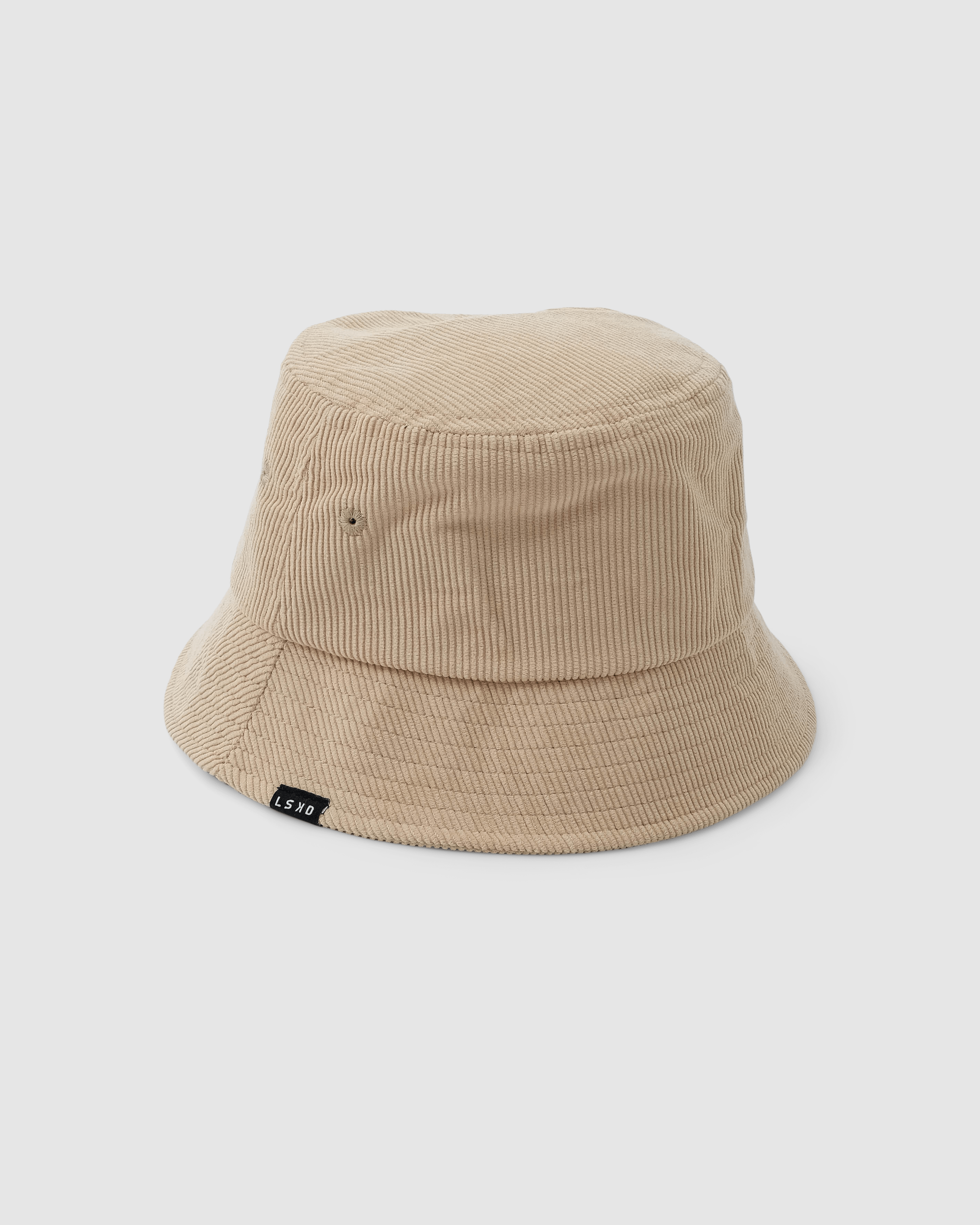 Model wearing Compact Bucket Hat - Corduroy Sand