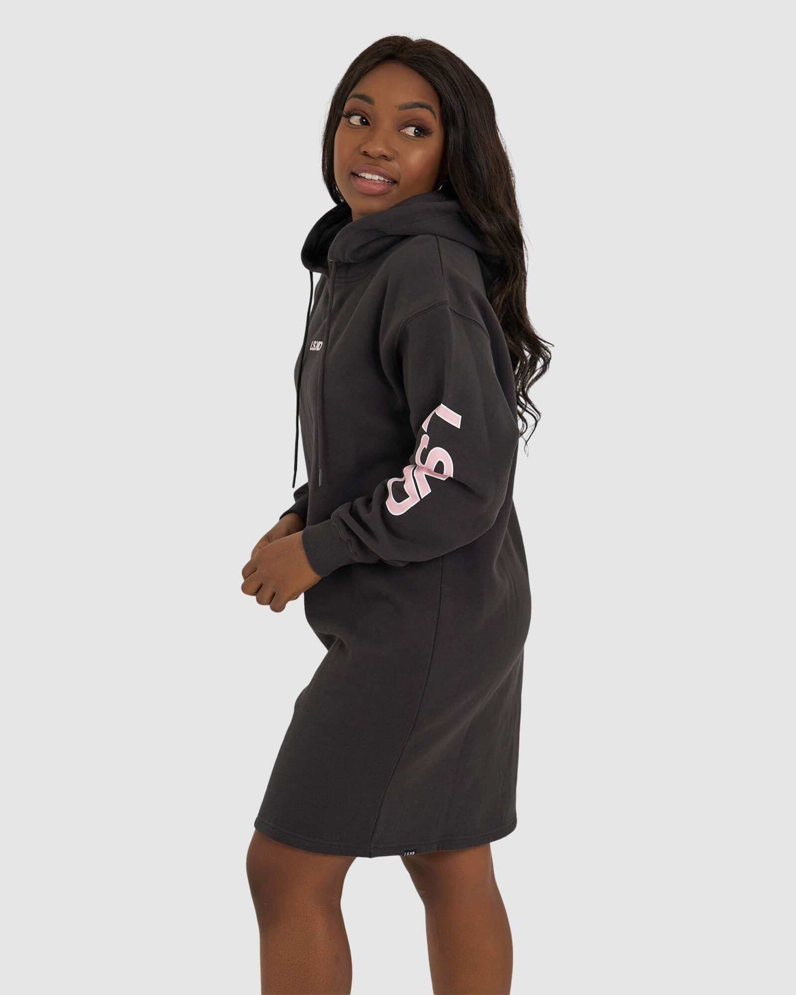 Model wearing DK Hoodie Dress - Pirate Black