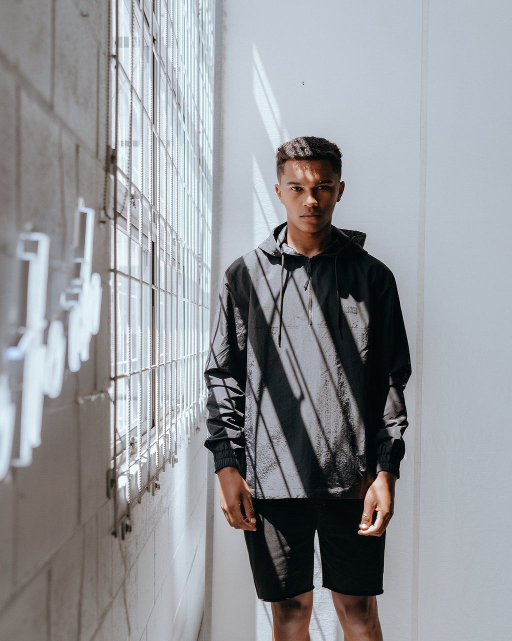 Model wearing Rodman Track Jacket - Black-Black