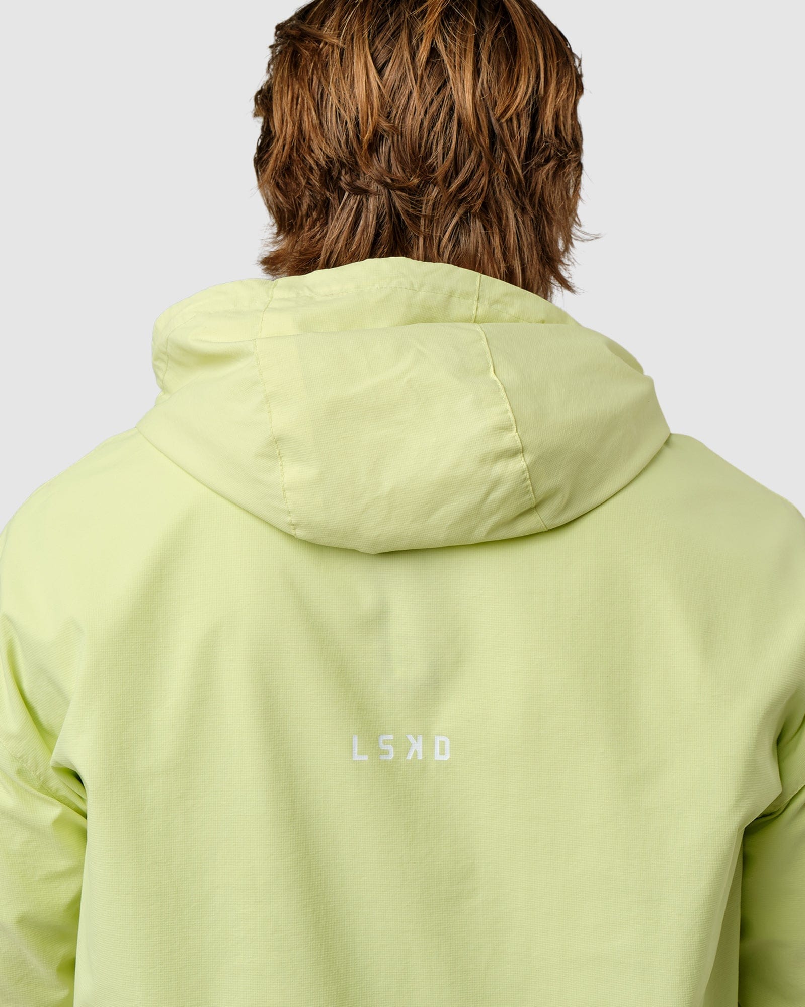 Model wearing Drill Track Jacket Oversize - Pastel Lime