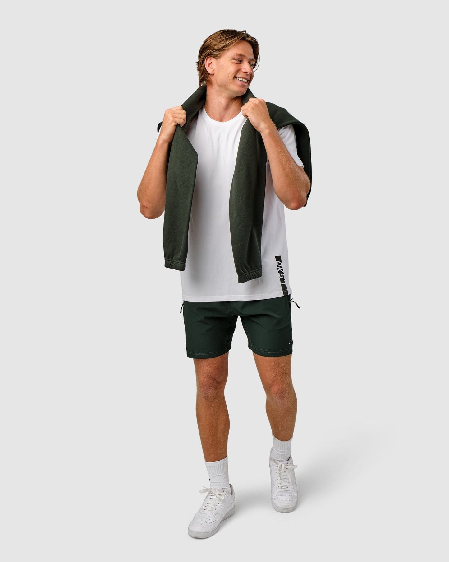 Model wearing Feature Tee - White