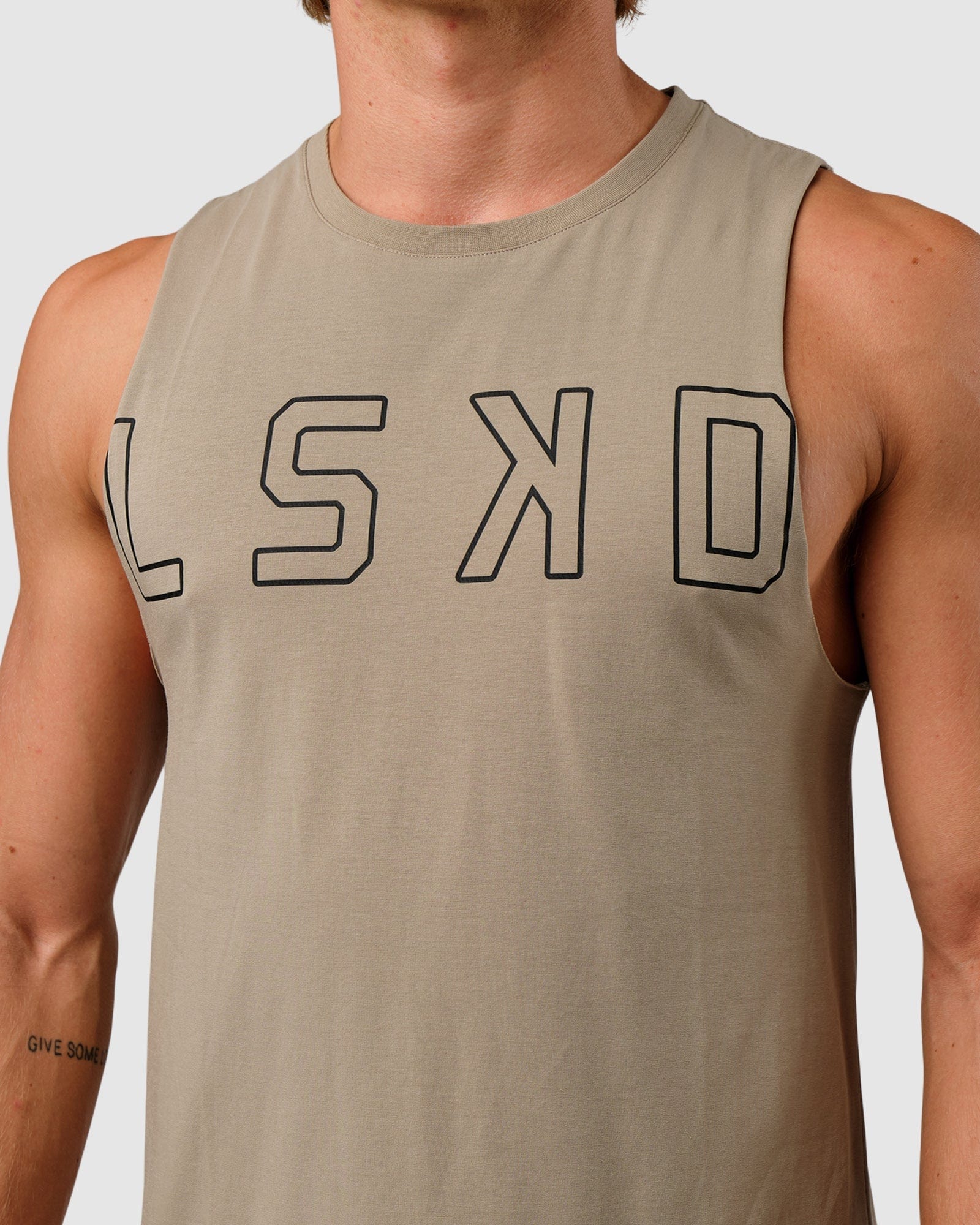 Model wearing Expand FLXCotton Training Fit Tank - Laurel Oak