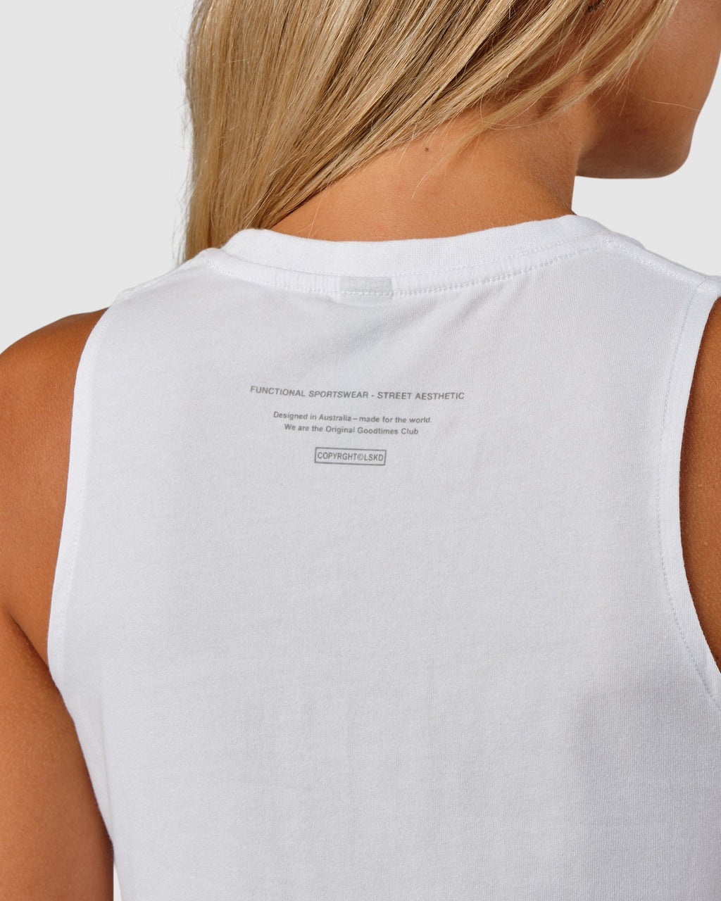 Model wearing Lotus Tank - White