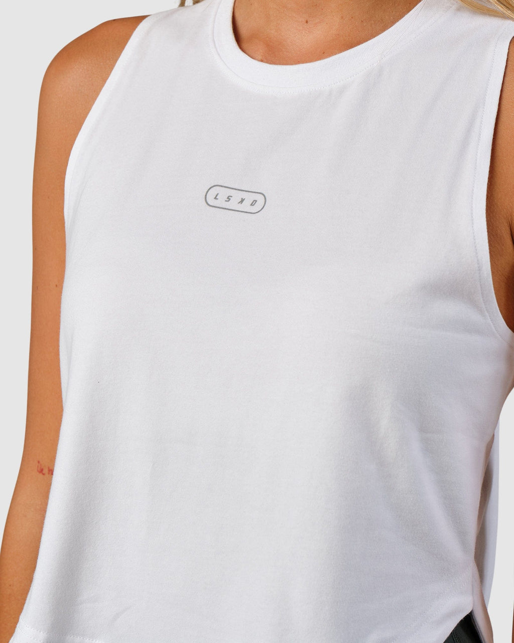 Model wearing Lotus Tank - White