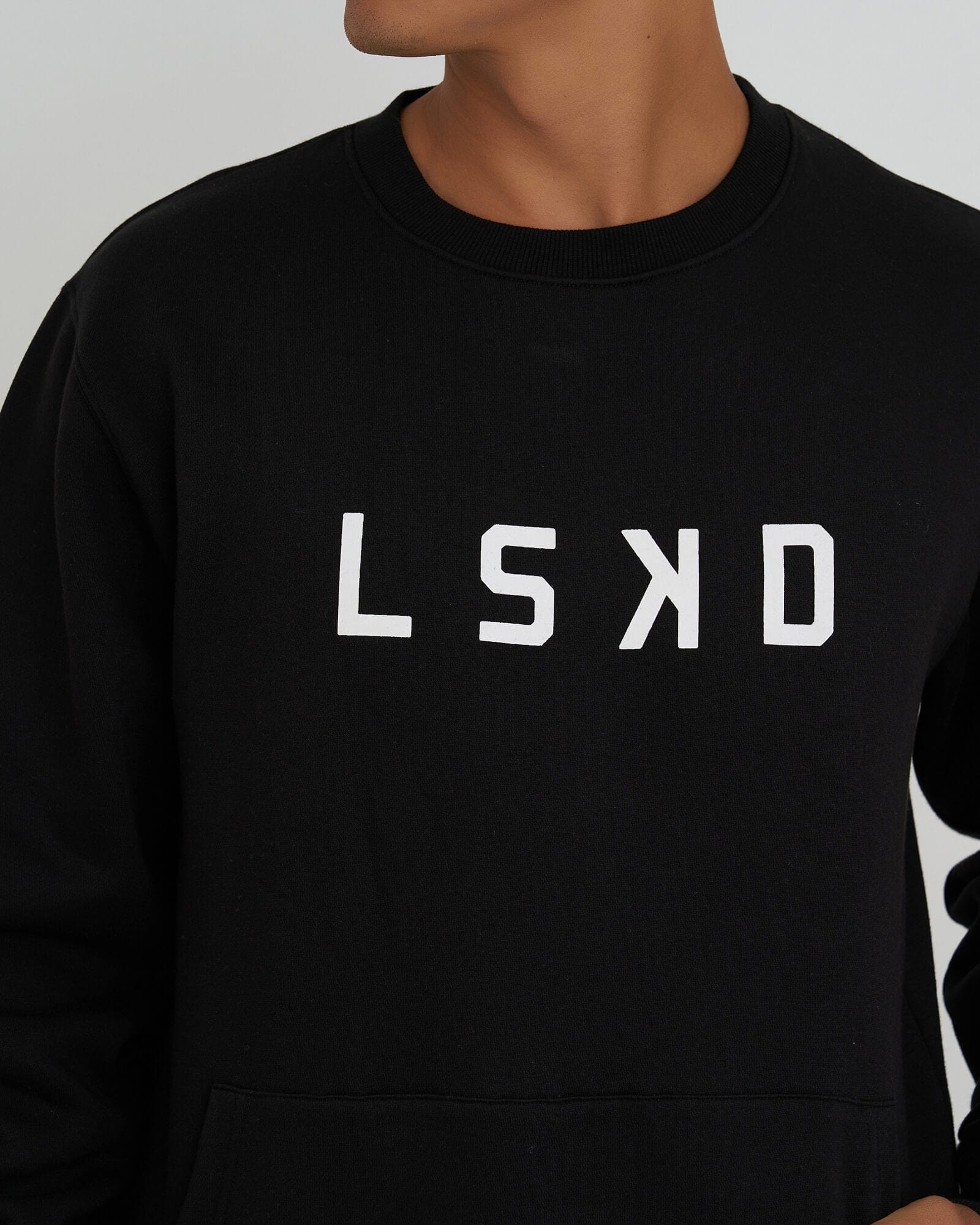 Model wearing Unisex Structure Sweater - Black-White