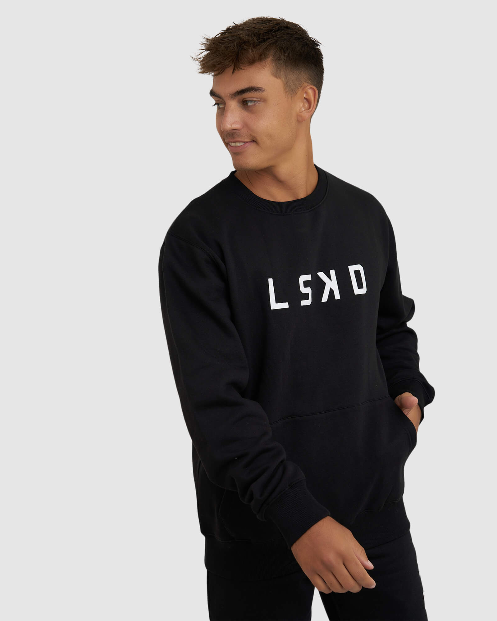 Model wearing Unisex Structure Sweater - Black-White