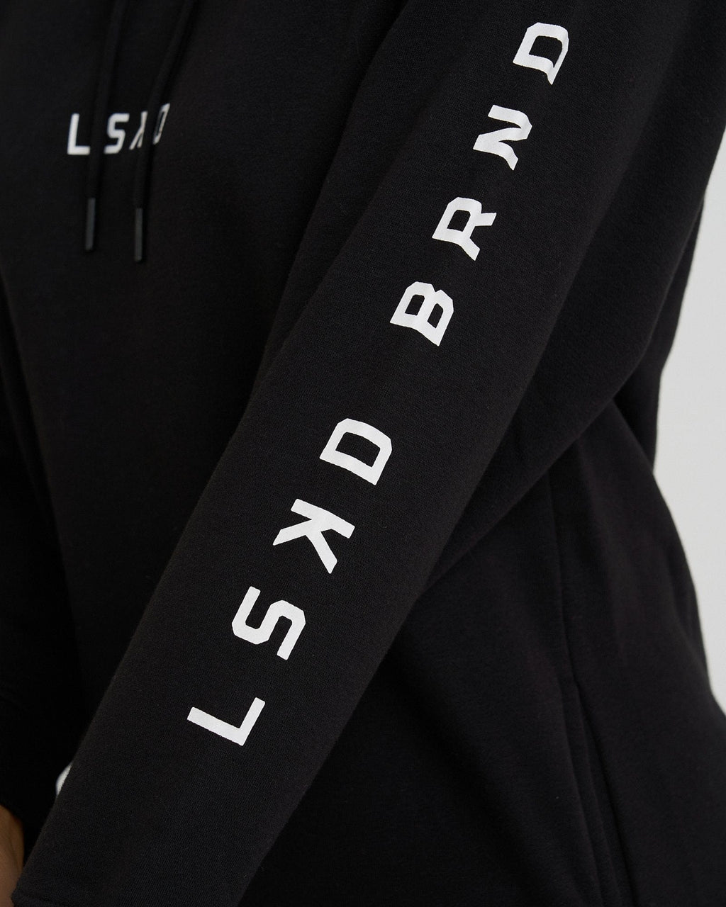 Model wearing Perspective Pullover Dress - Black-White