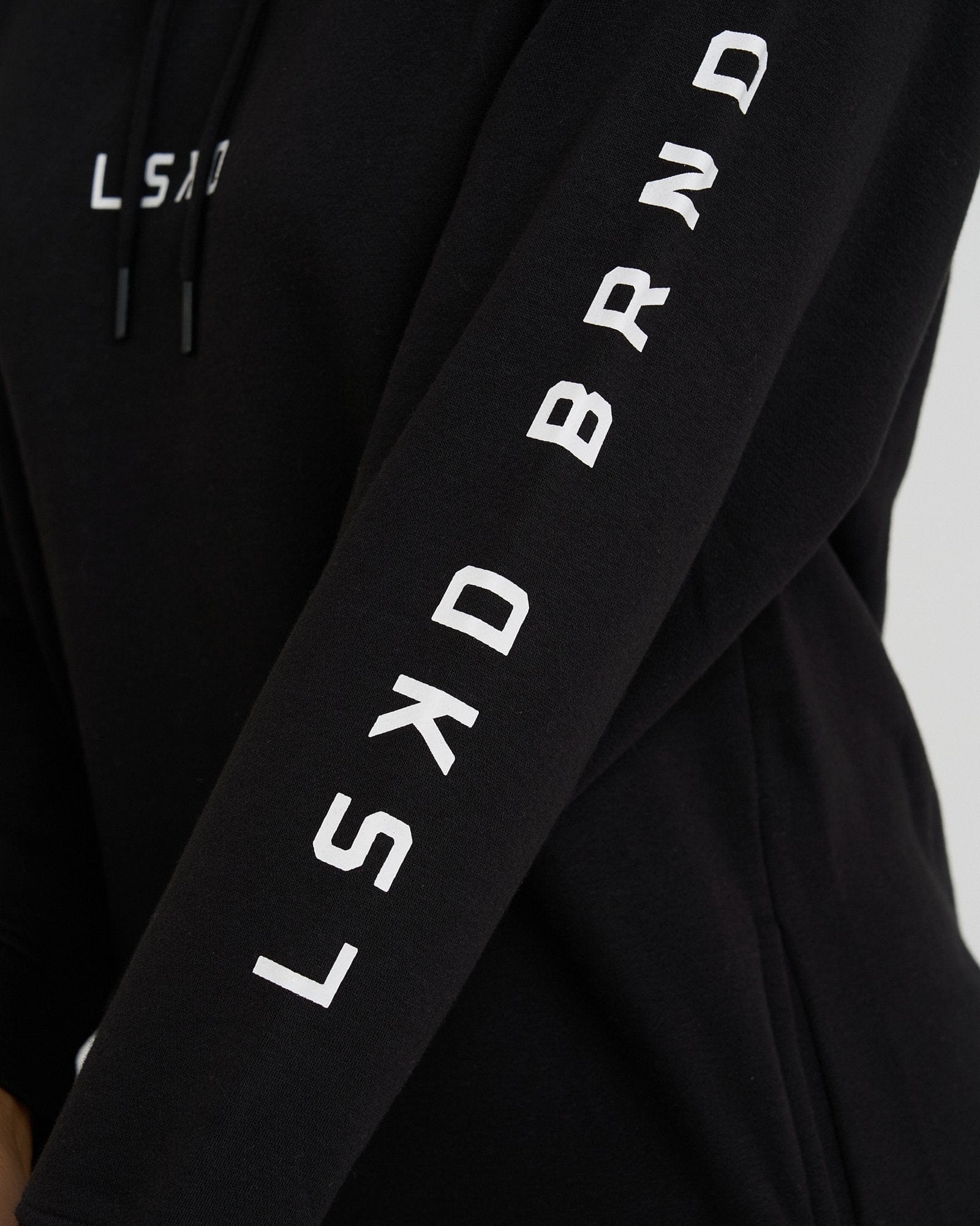 Model wearing Perspective Pullover Dress - Black-White