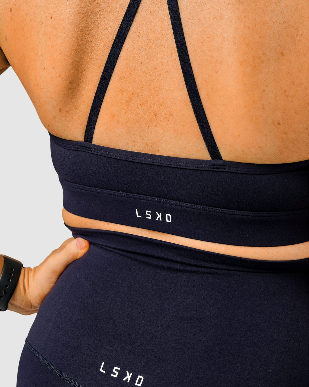 Model wearing Elixir Full Length Maternity Tight - Navy